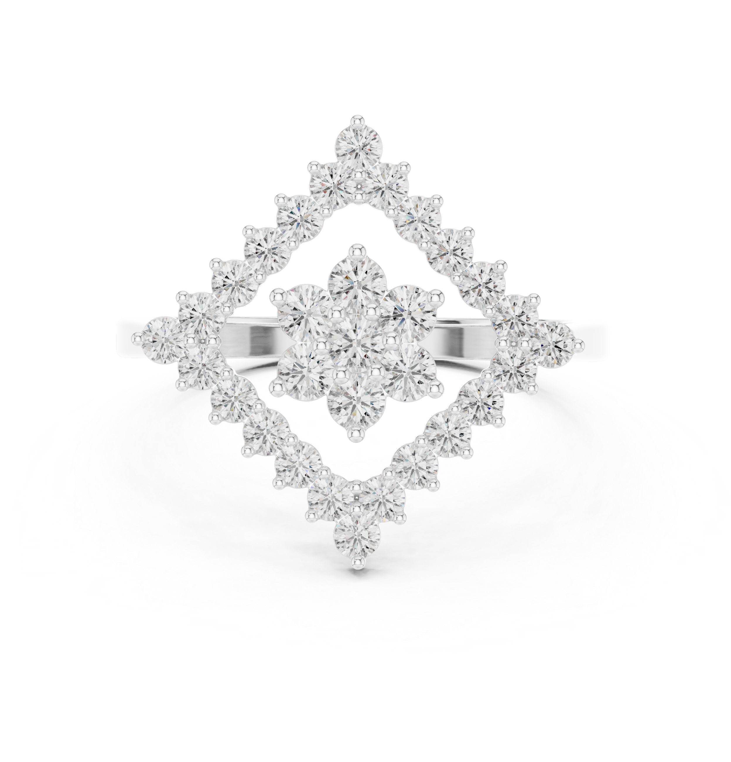 The Haderslev Ring - Geometric Rhombus Floral Cluster Ring