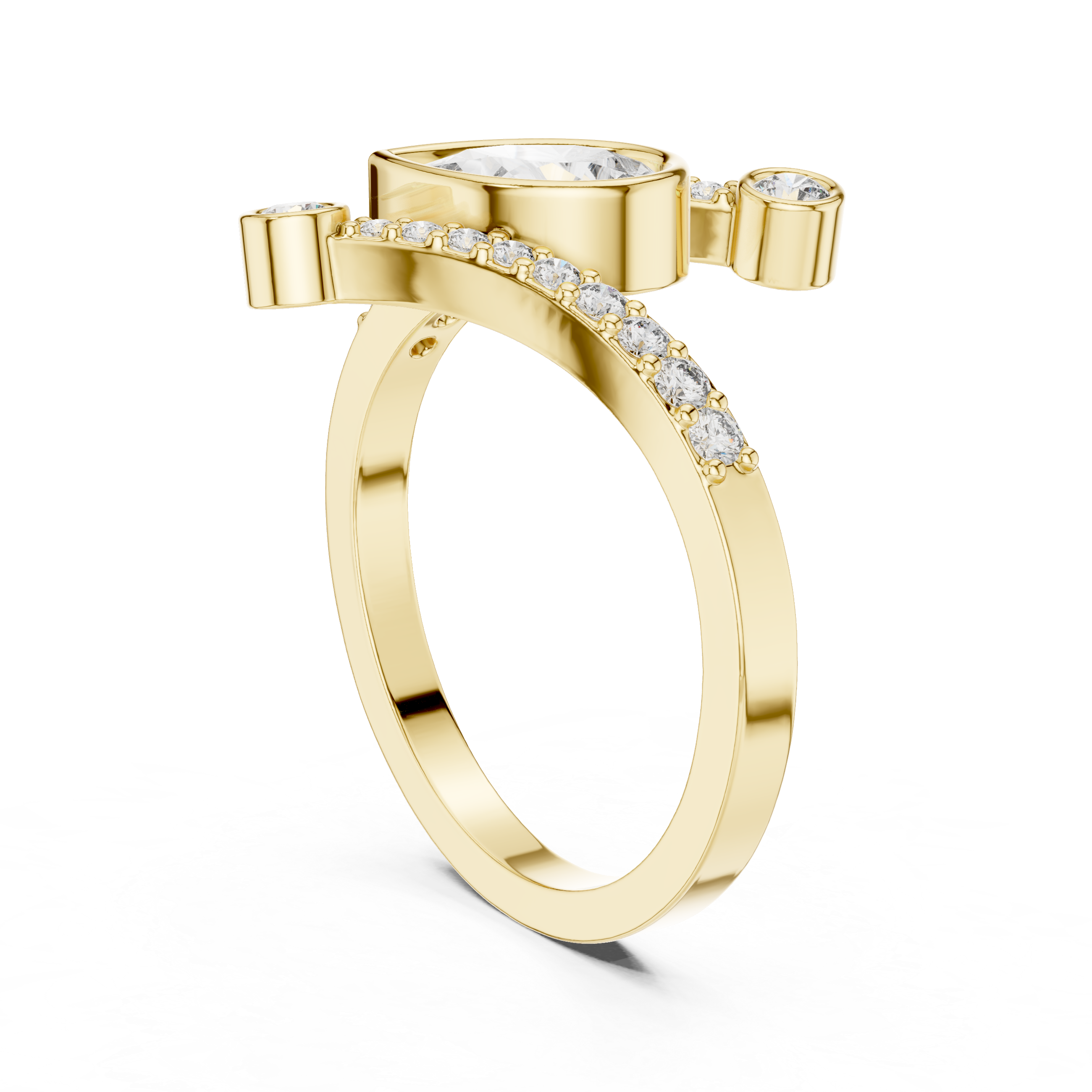 The Vlissingen Ring - Pear Cut Bezel Bypass Diamond Ring