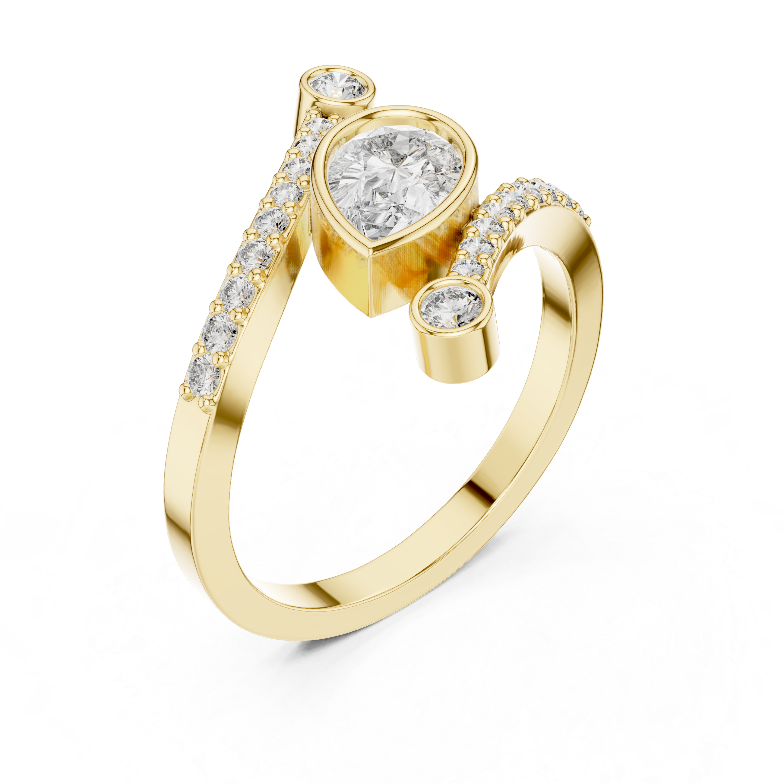 The Vlissingen Ring - Pear Cut Bezel Bypass Diamond Ring