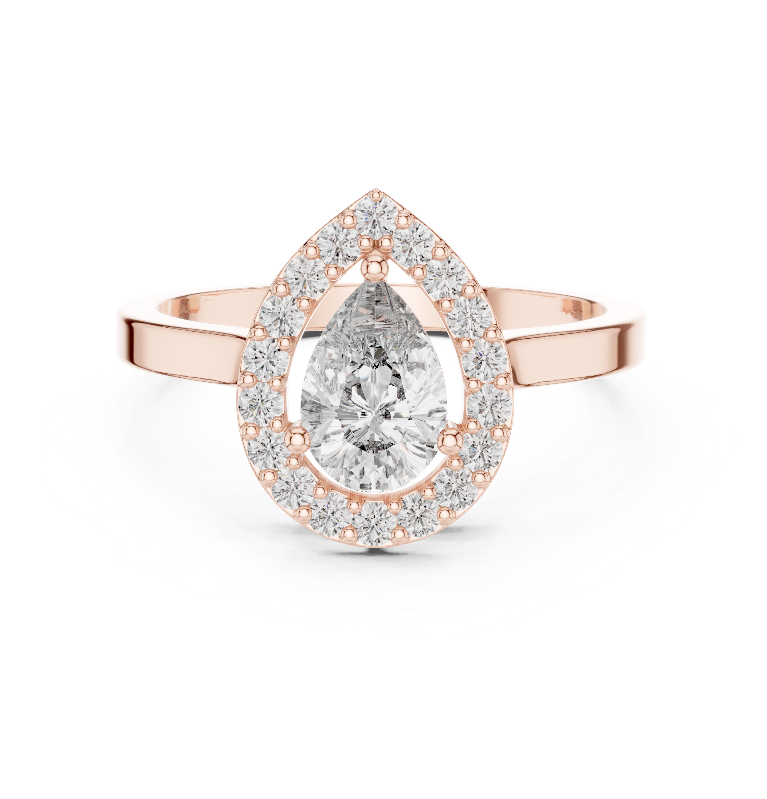 The Cologny Ring - Pear Cut Diamond Halo Ring