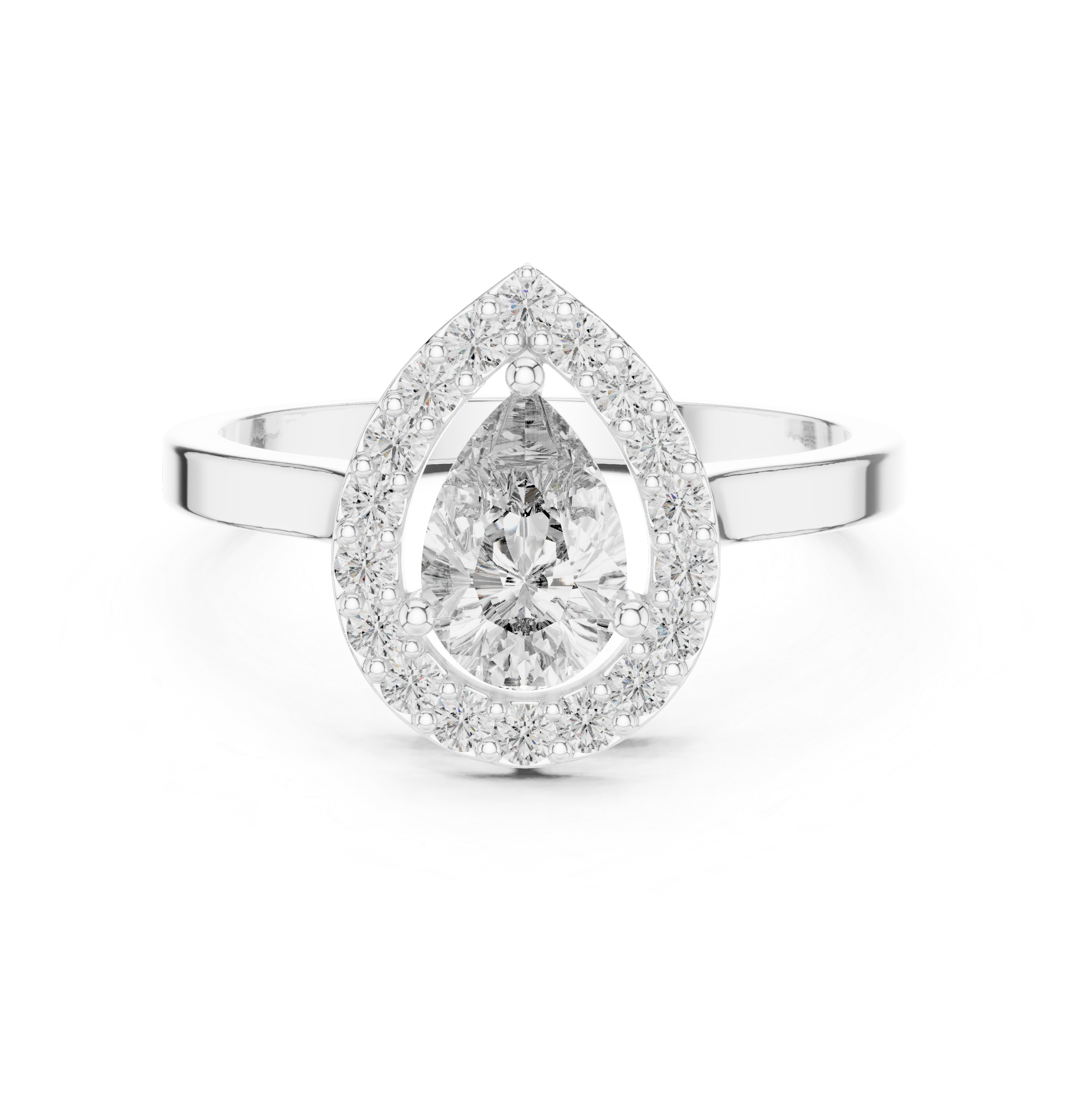 The Cologny Ring - Pear Cut Diamond Halo Ring