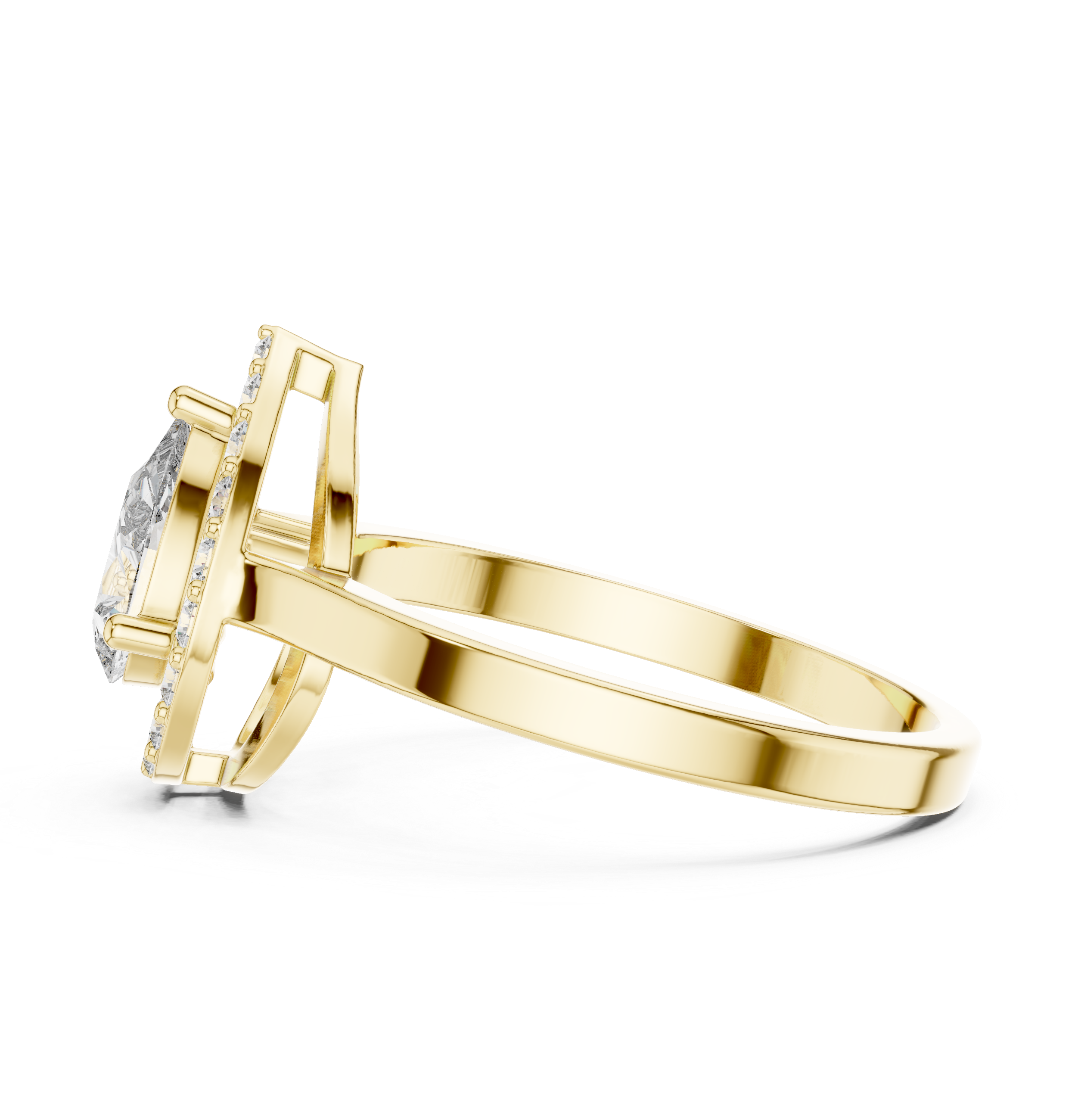 The Cologny Ring - Pear Cut Diamond Halo Ring