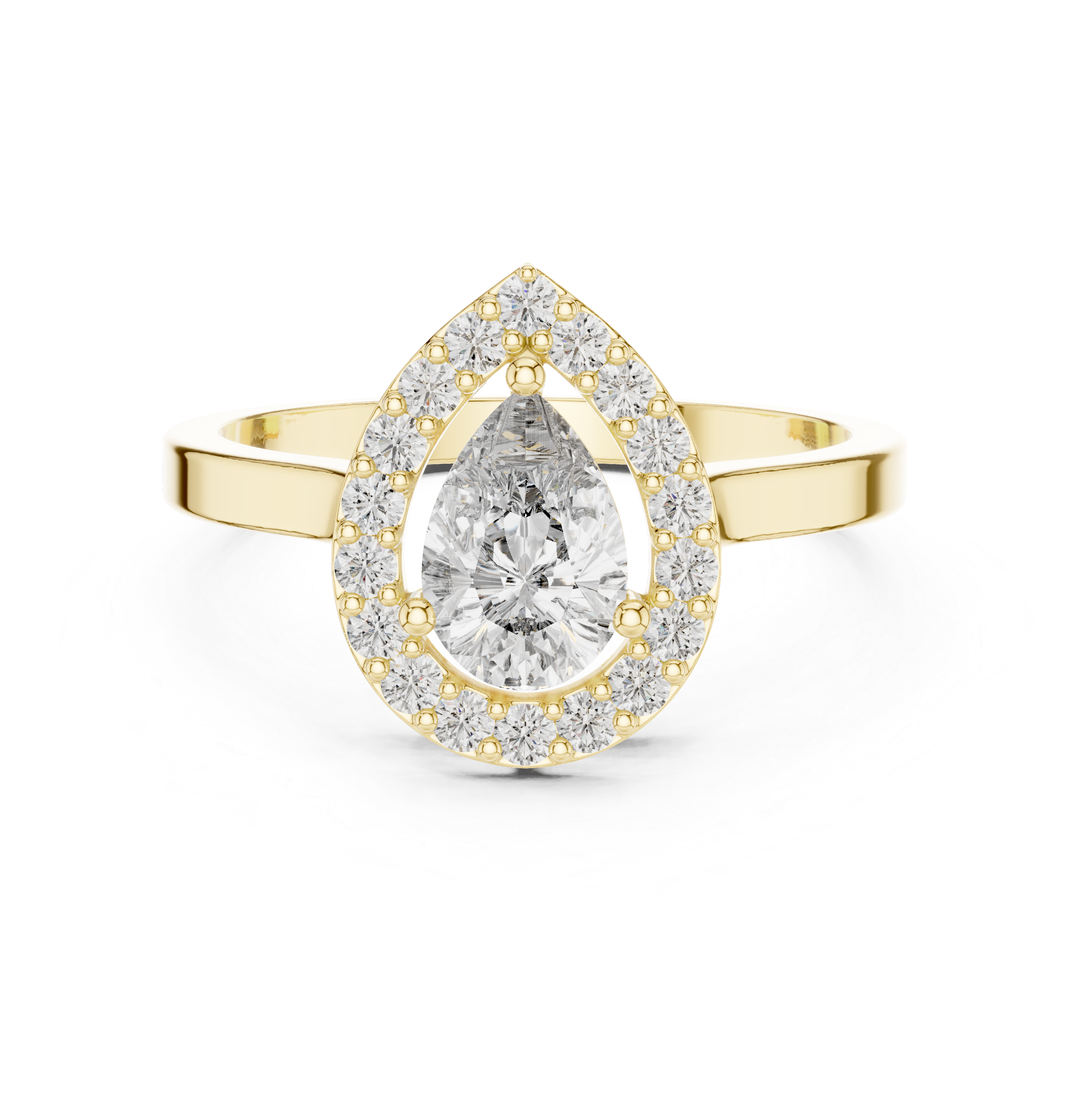 The Cologny Ring - Pear Cut Diamond Halo Ring