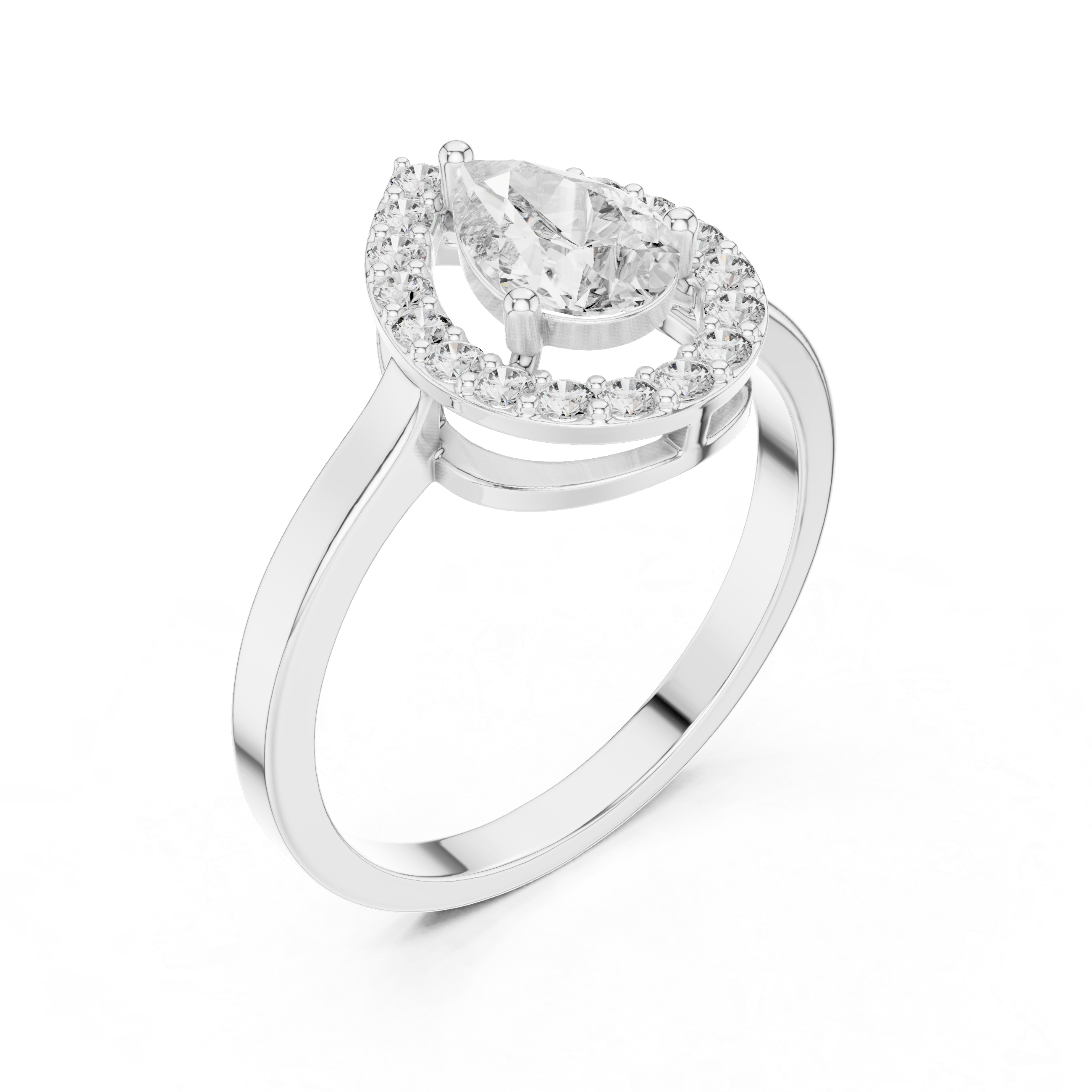 The Cologny Ring - Pear Cut Diamond Halo Ring