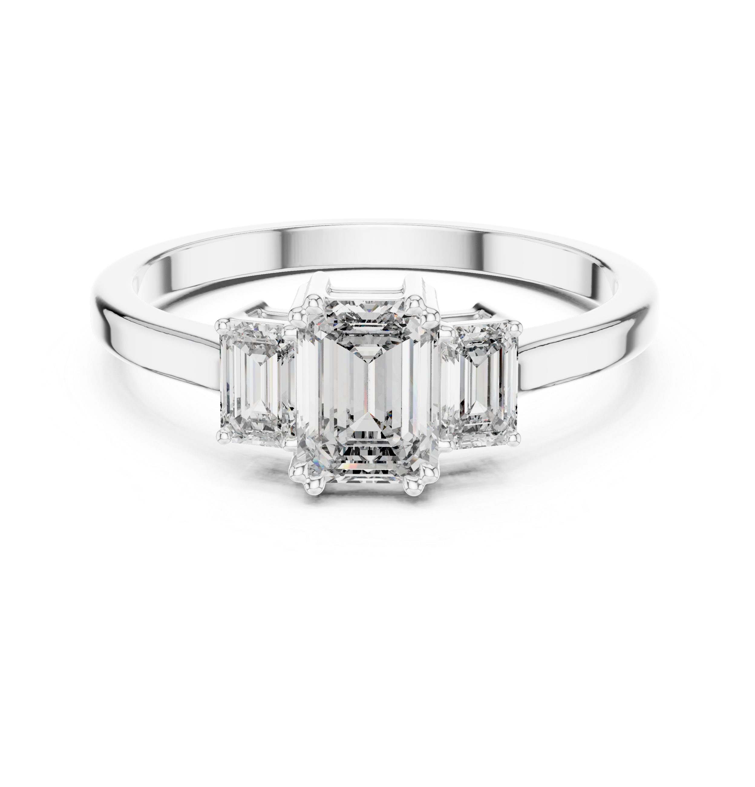 The Vilnius Ring - Emerald Cut Three-Stone Trinity Engagement Ring