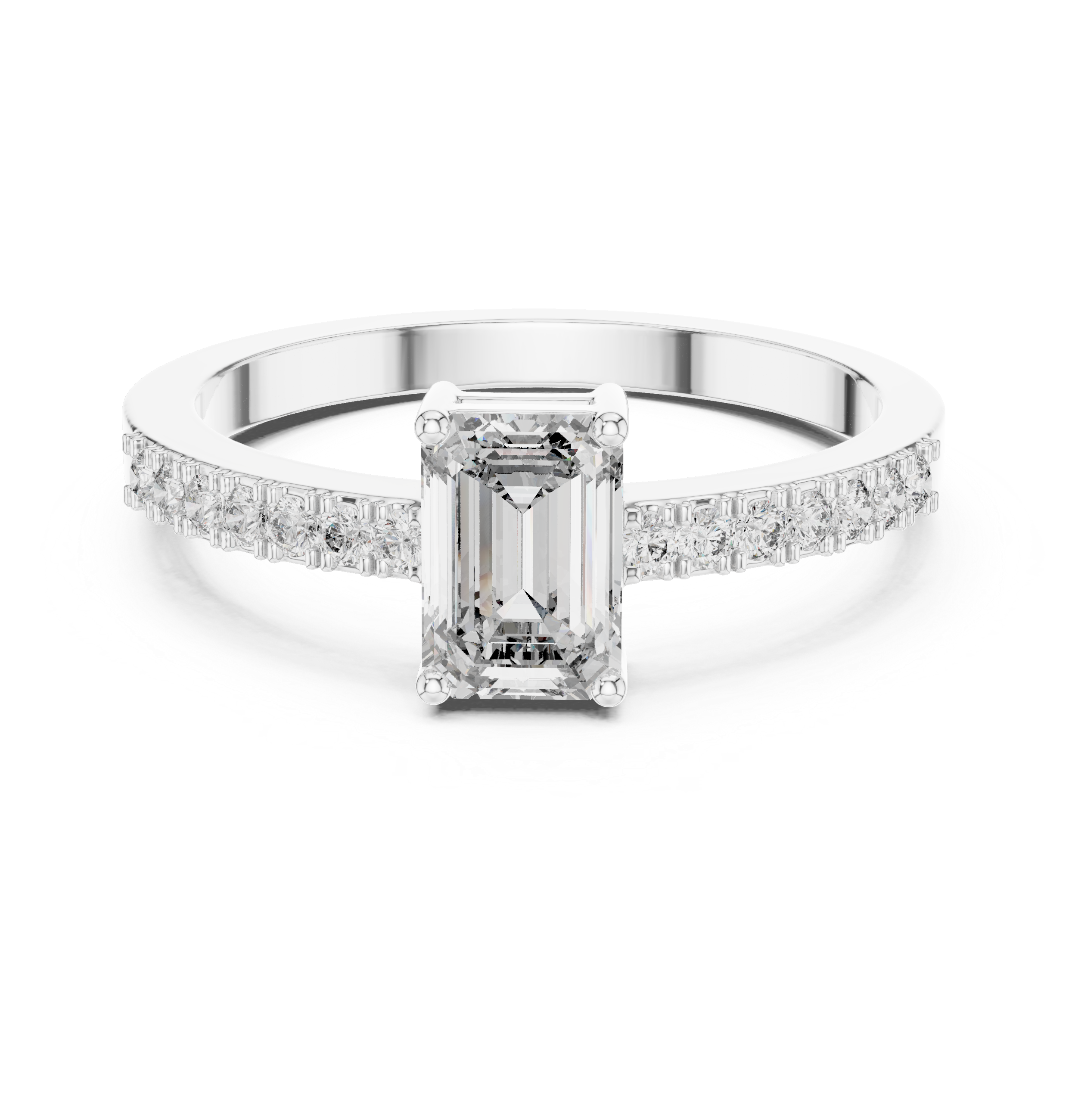 The Jurmala Ring - Emerald Cut Solitaire Pavé Engagement Ring