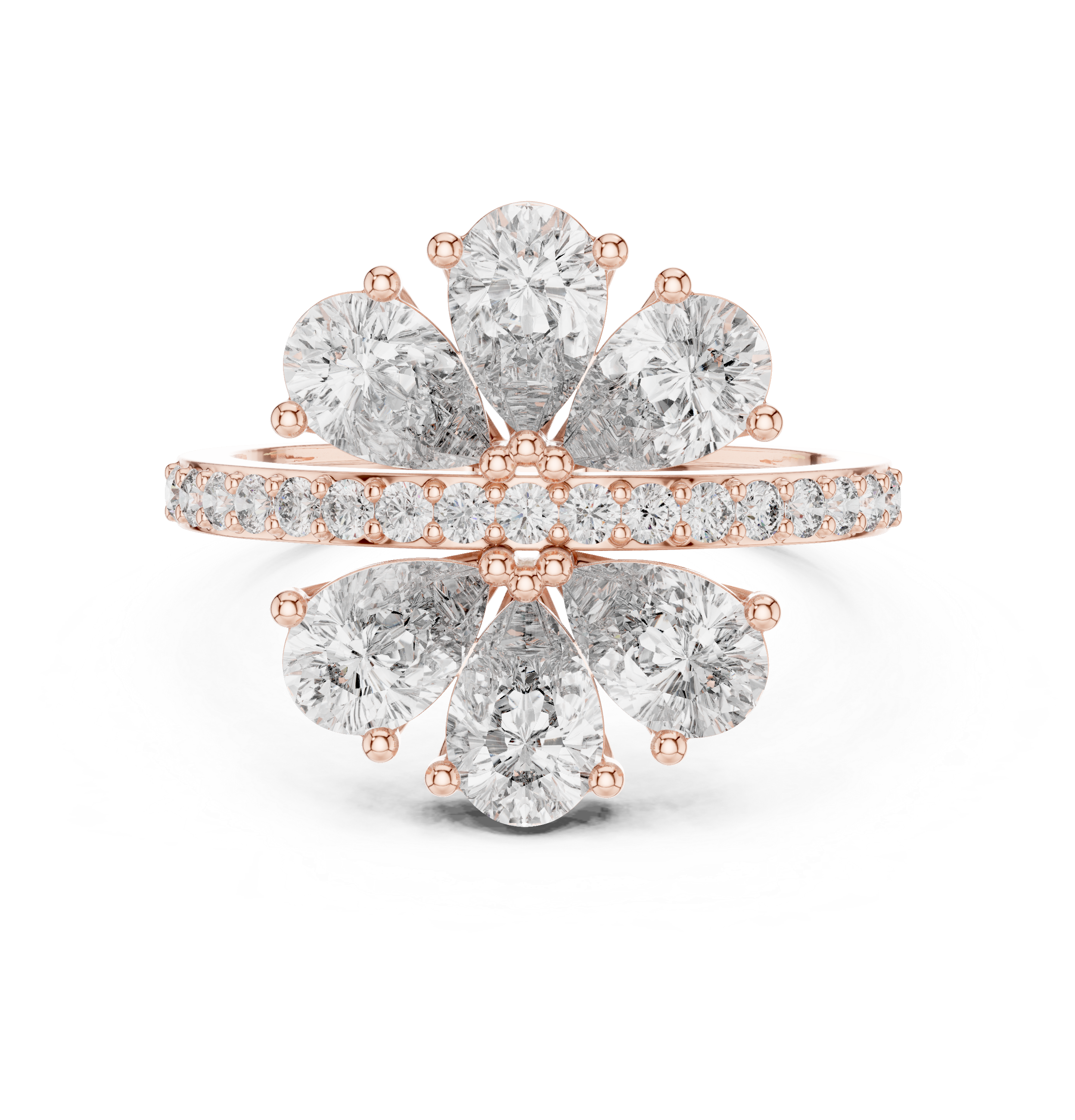 The Narva Ring - Pear Cut Floral Starburst Diamond Ring