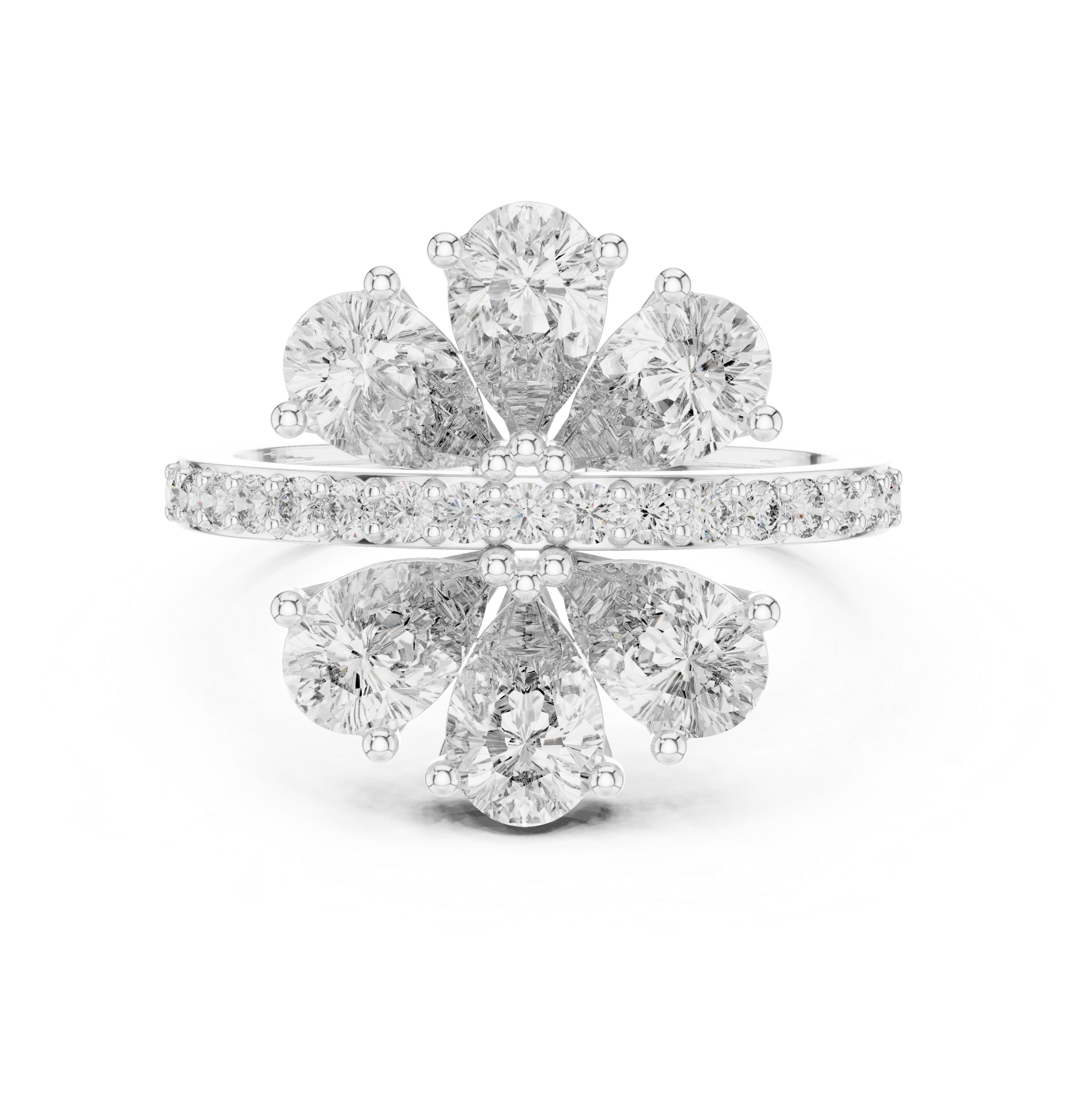 The Narva Ring - Pear Cut Floral Starburst Diamond Ring