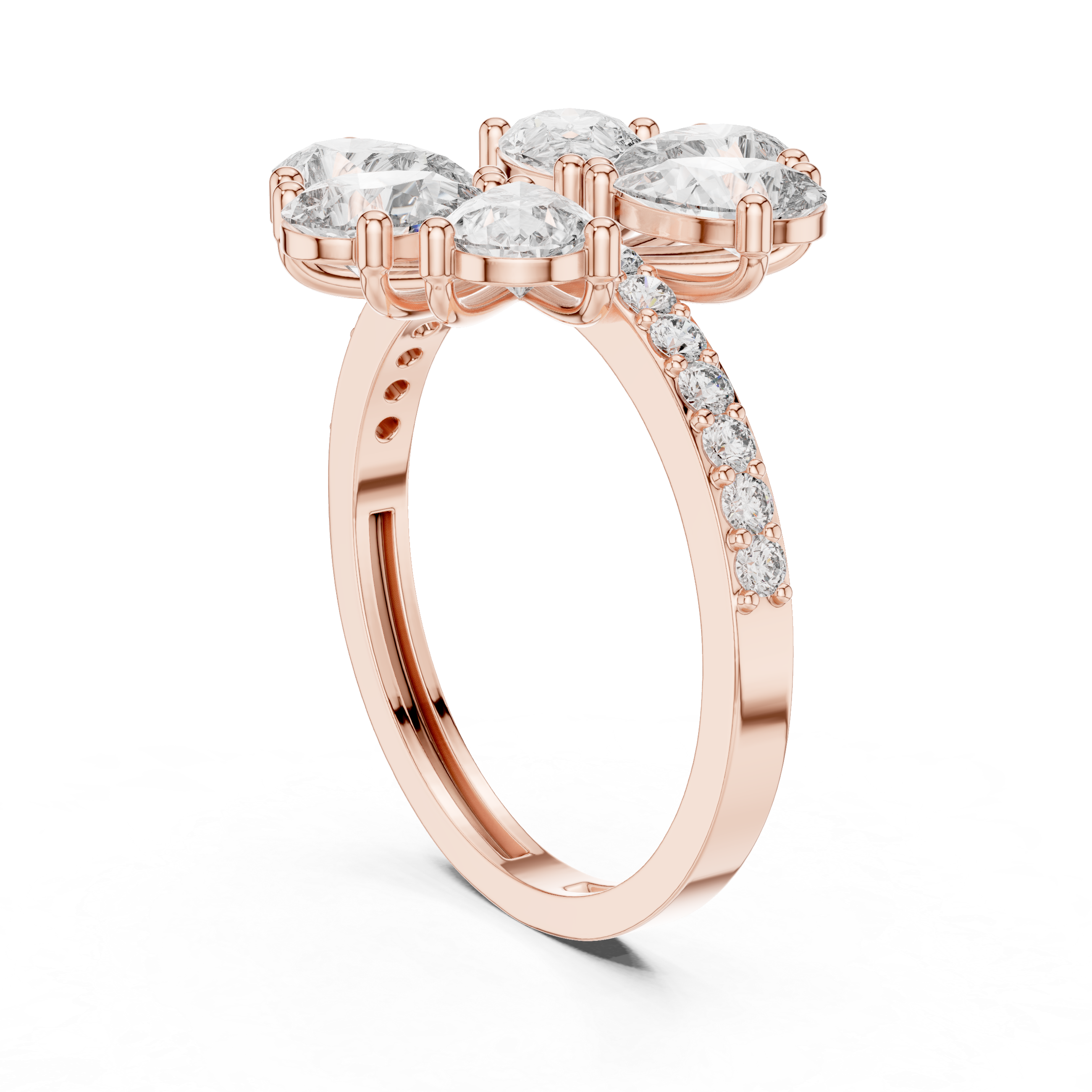 The Narva Ring - Pear Cut Floral Starburst Diamond Ring