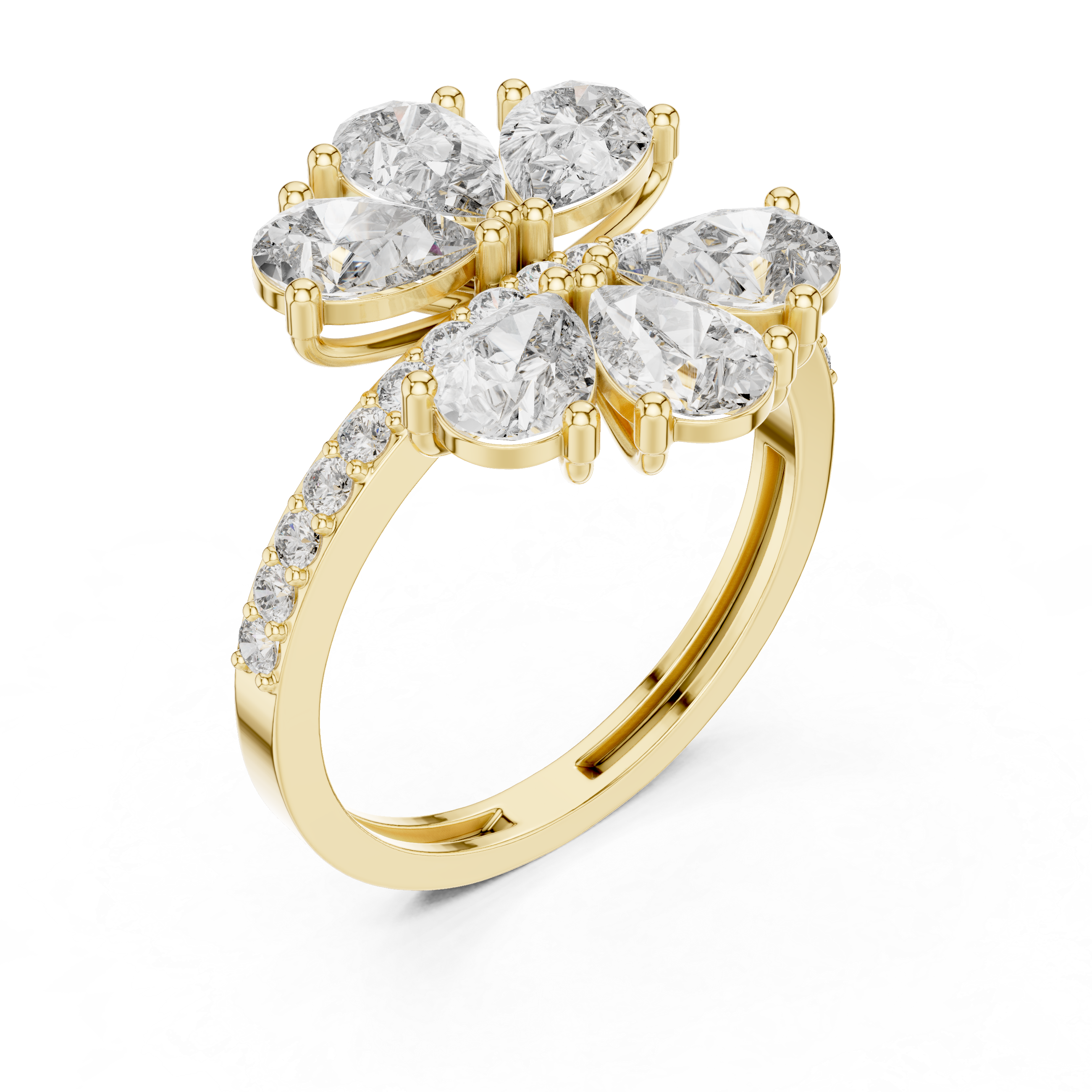 The Narva Ring - Pear Cut Floral Starburst Diamond Ring