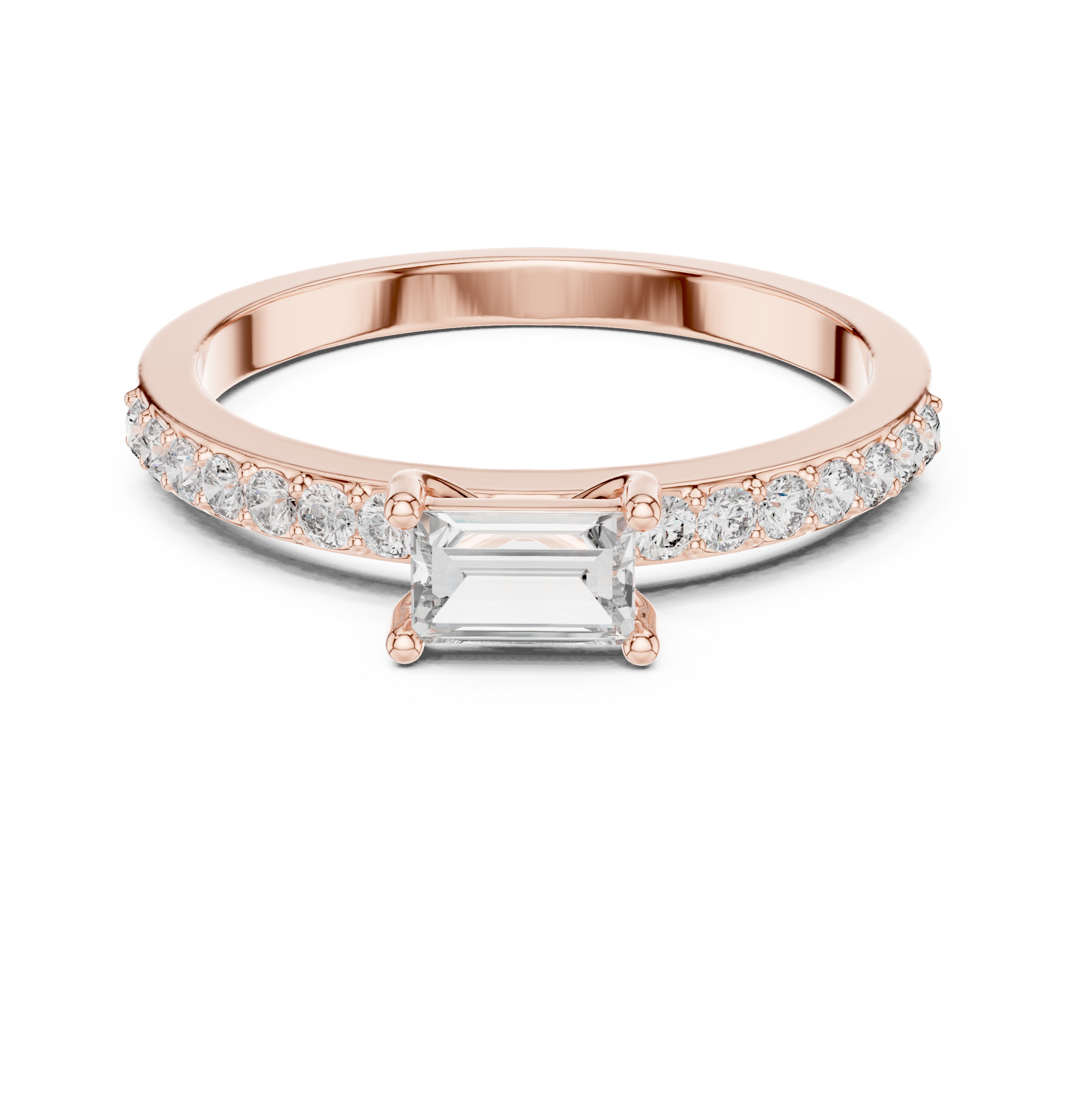 The Viljandi Ring - East-West Baguette Cut Pavé Diamond Ring