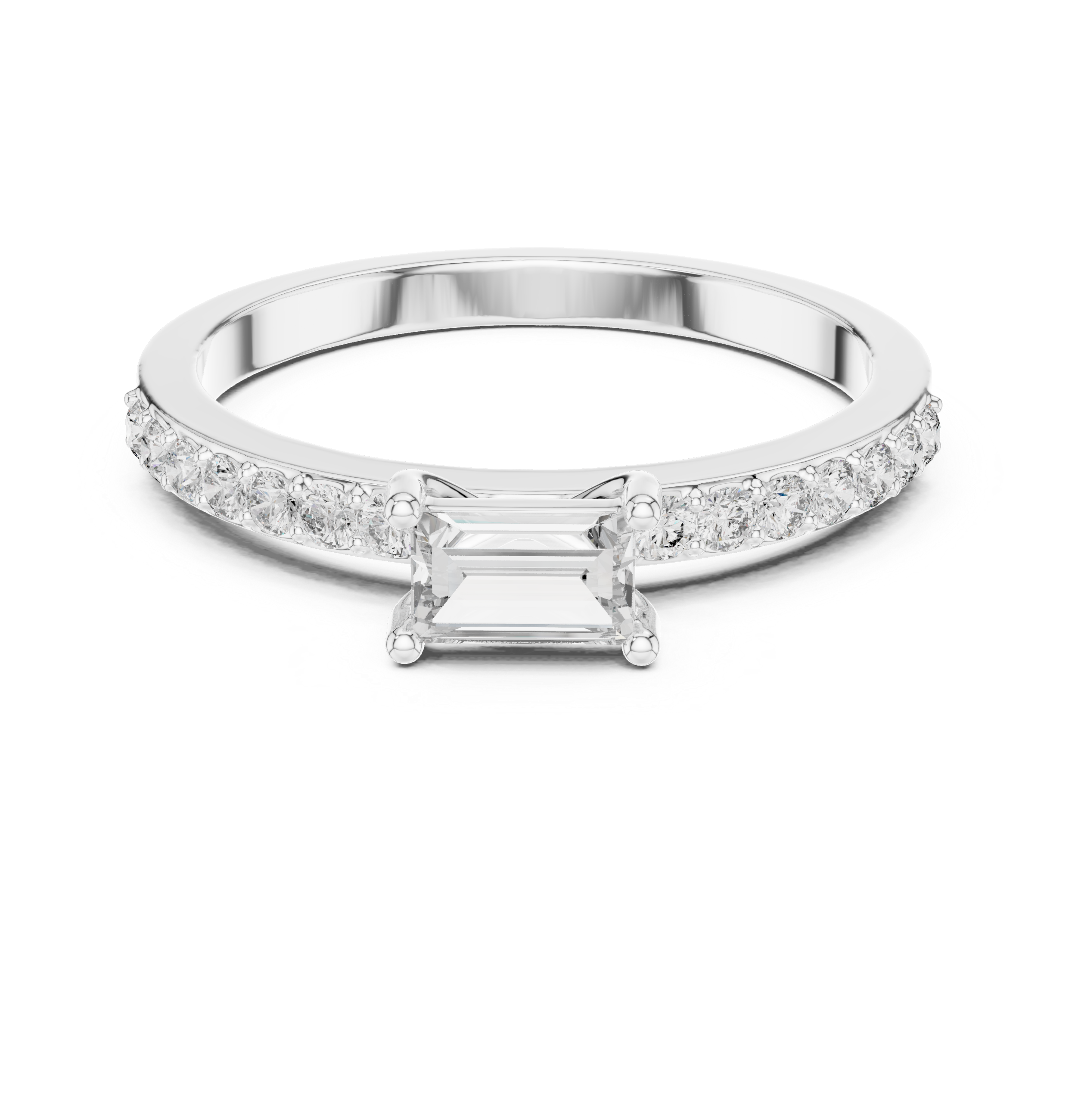 The Viljandi Ring - East-West Baguette Cut Pavé Diamond Ring