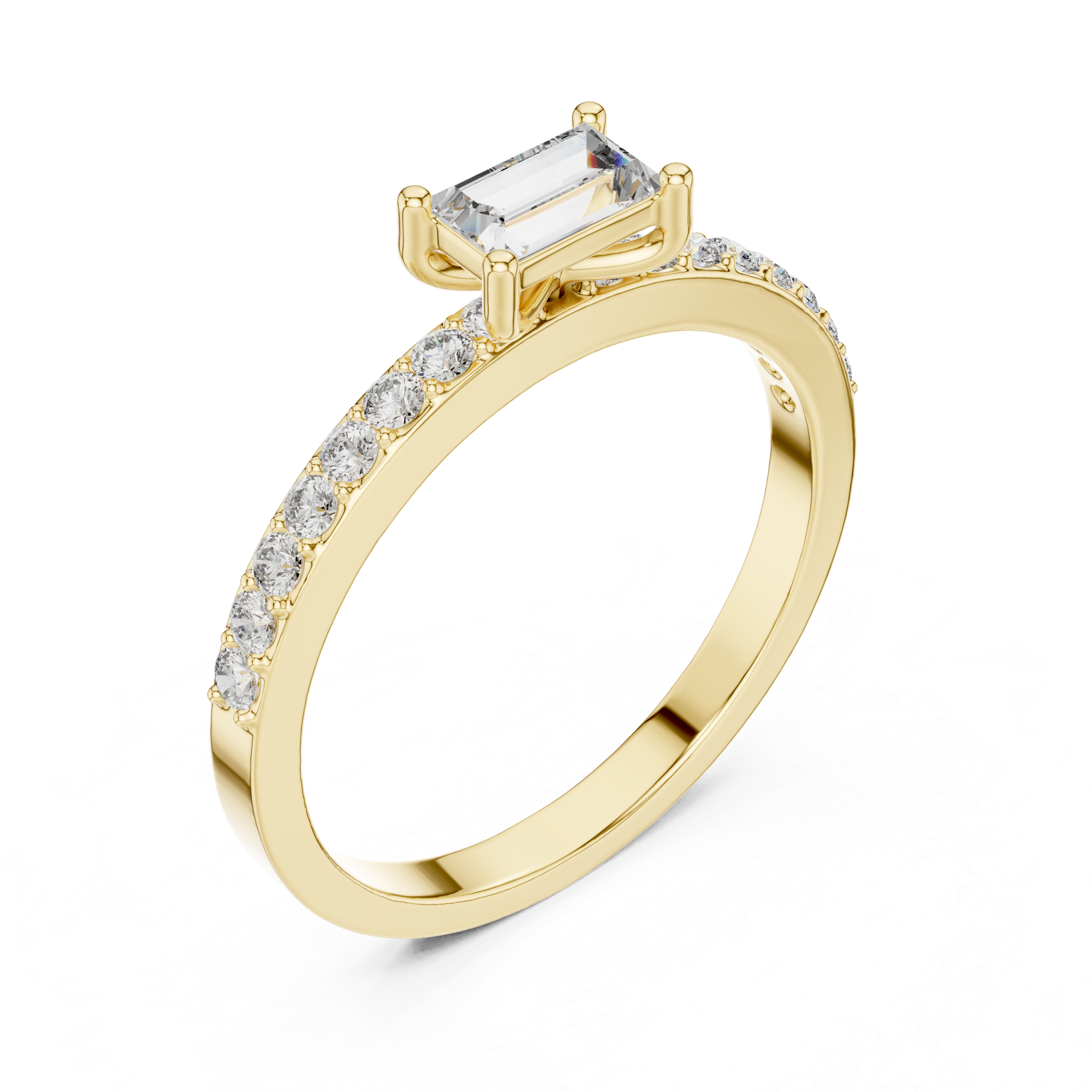 The Viljandi Ring - East-West Baguette Cut Pavé Diamond Ring