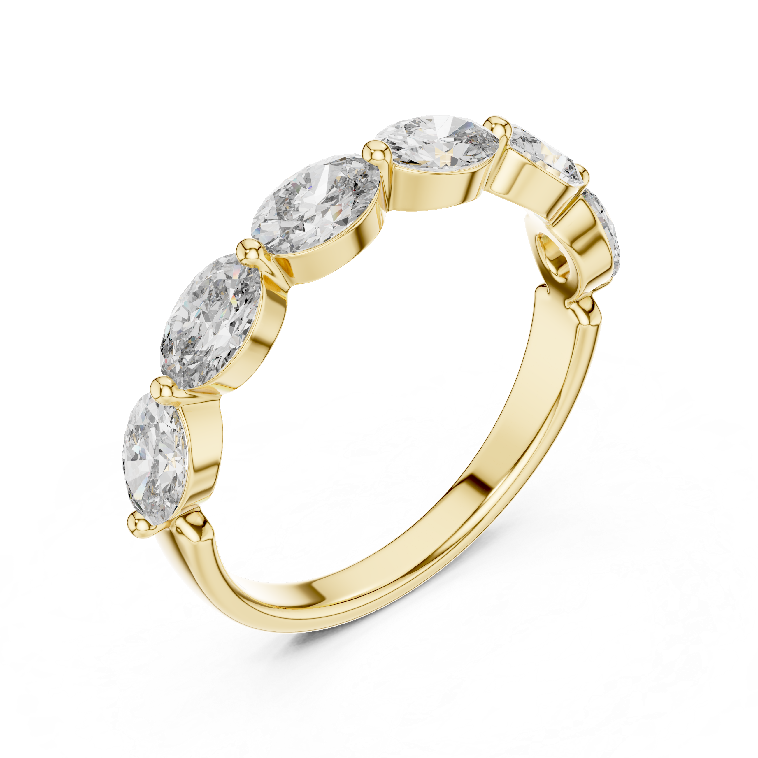 The Umeå Ring - East-West Oval Cut Semi-Eternity Band