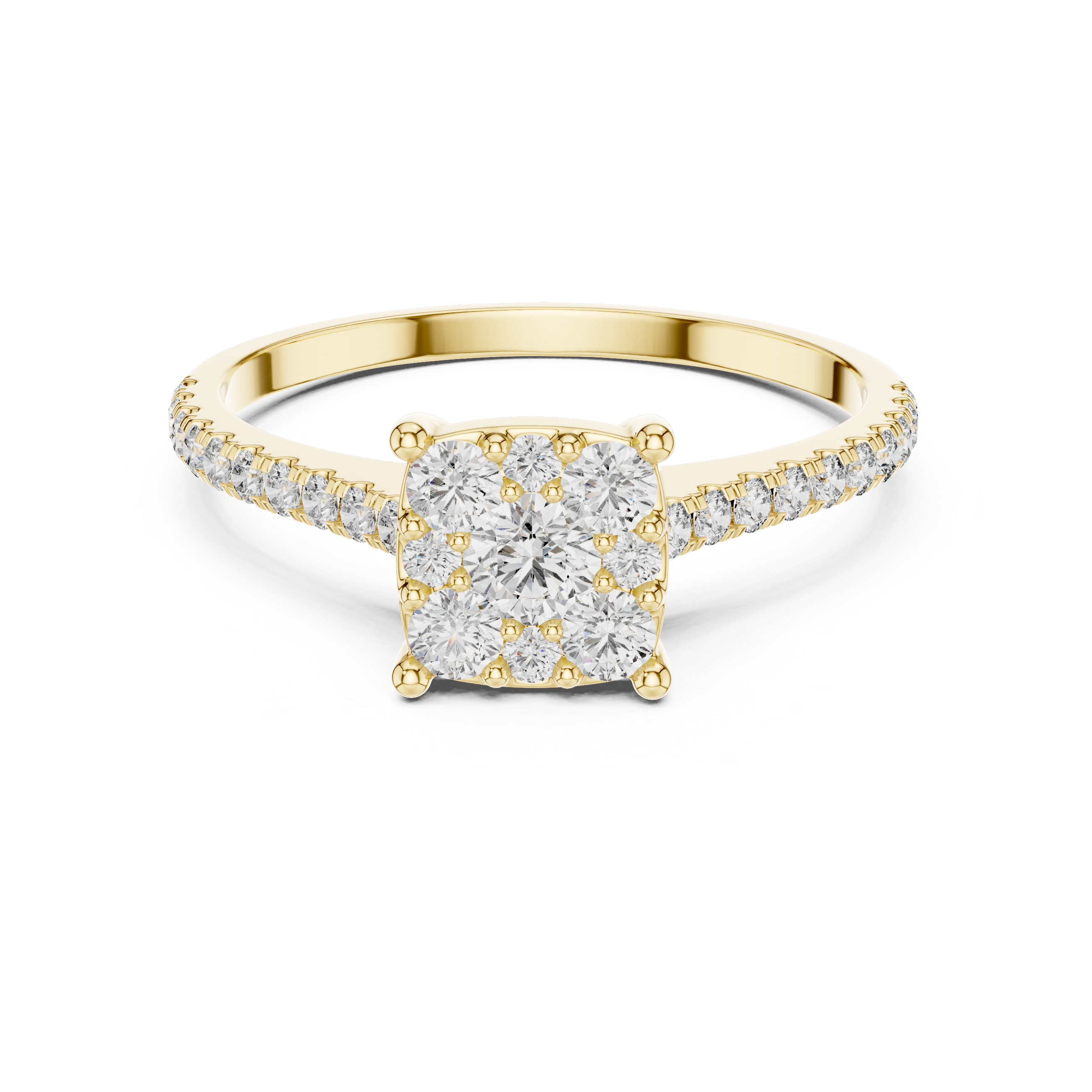 The Norrköping Ring - Round Composite Cluster Pavé Engagement Ring