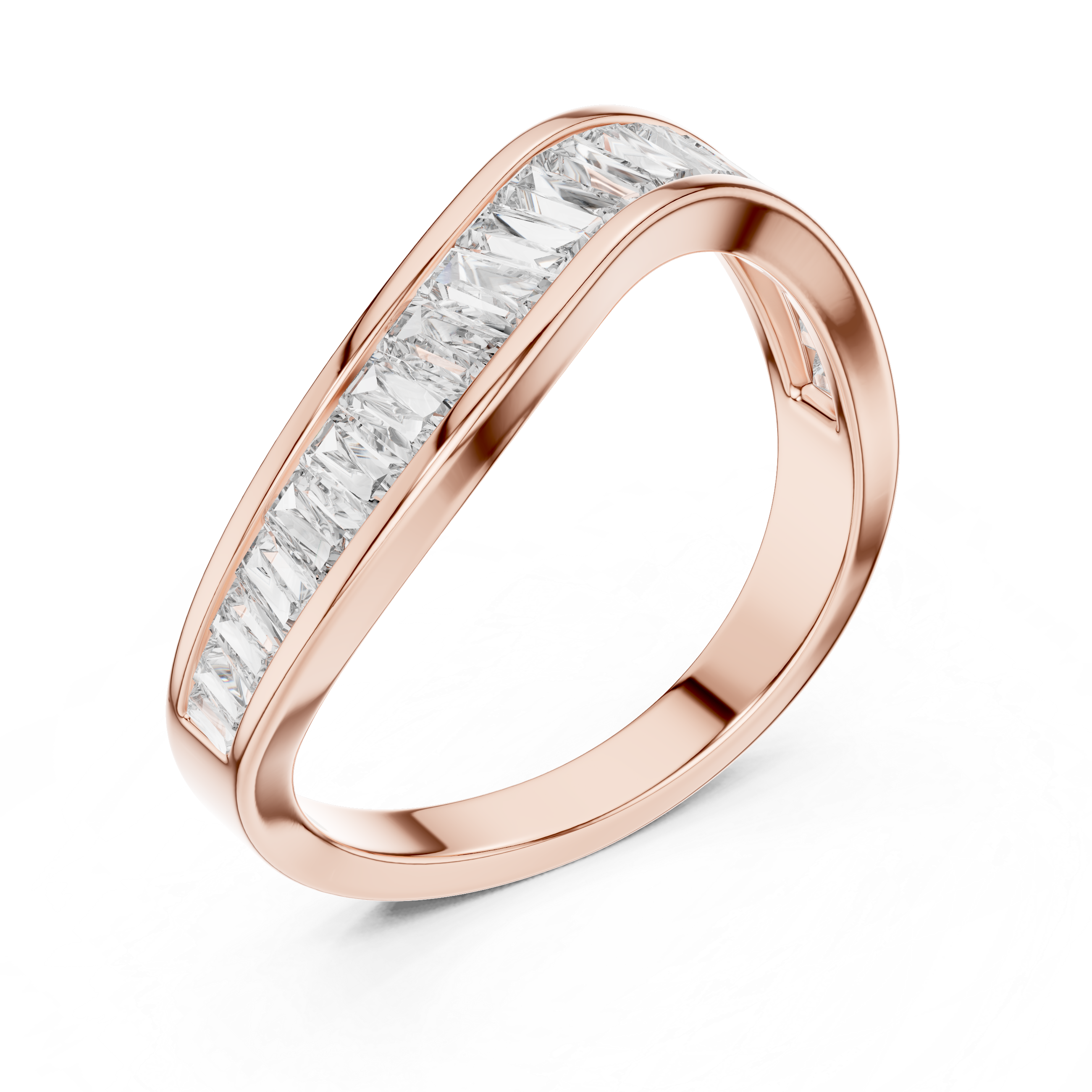The Kristianstad Ring - Baguette Cut Channel Set Wave Band