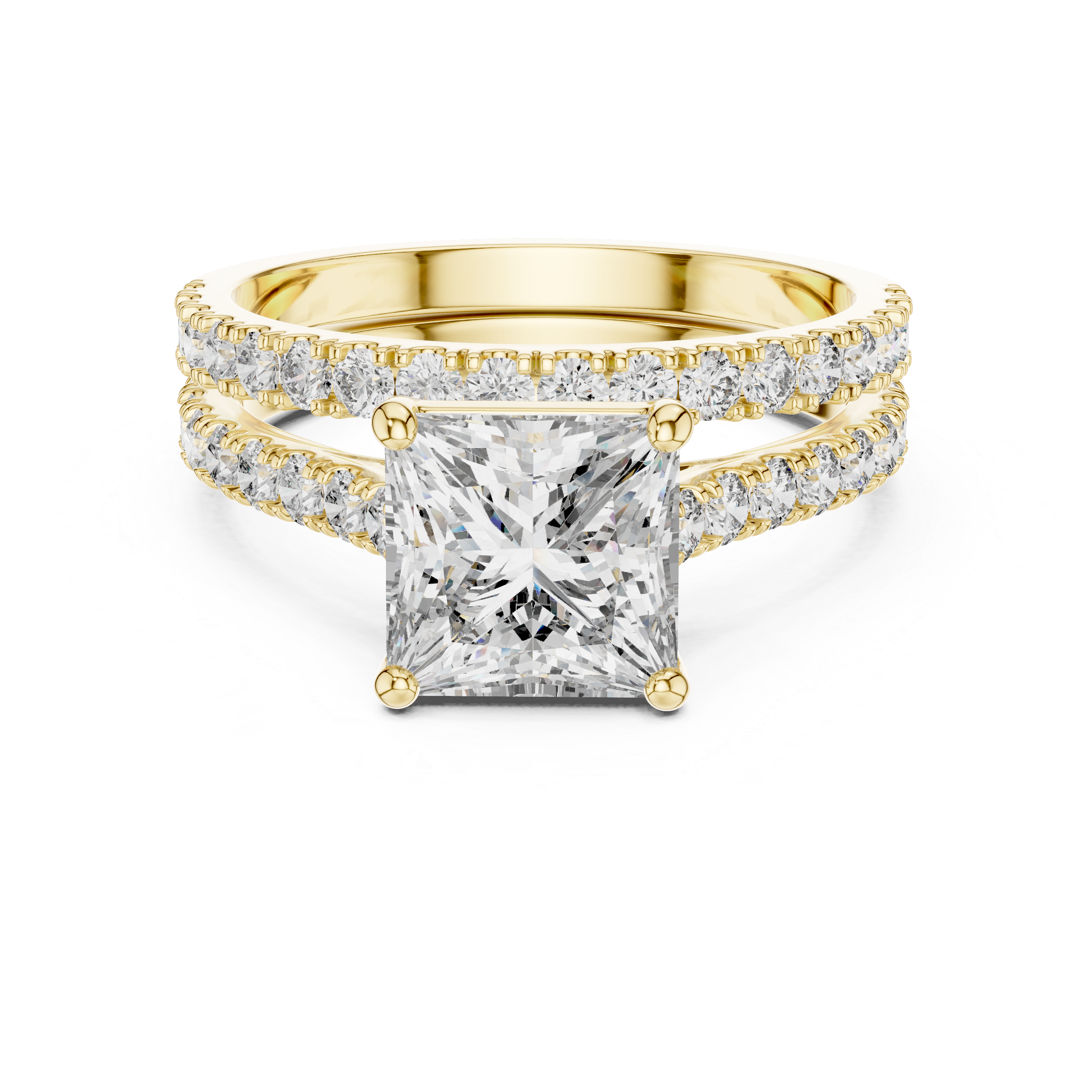 The Falun Ring - Princess Cut Pavé Bridal Set