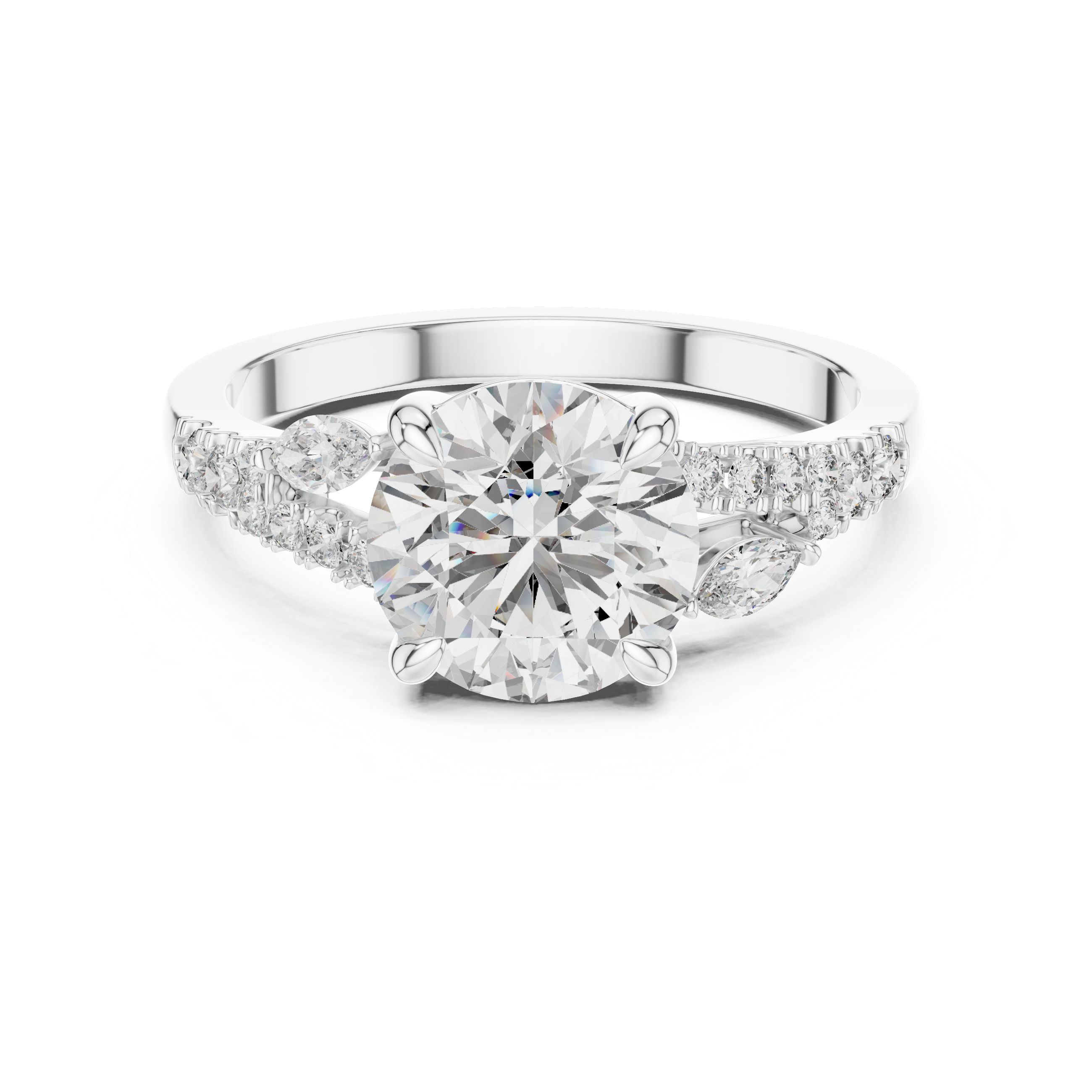 The Trelleborg Ring - Round & Marquise Cut Floral Engagement Ring