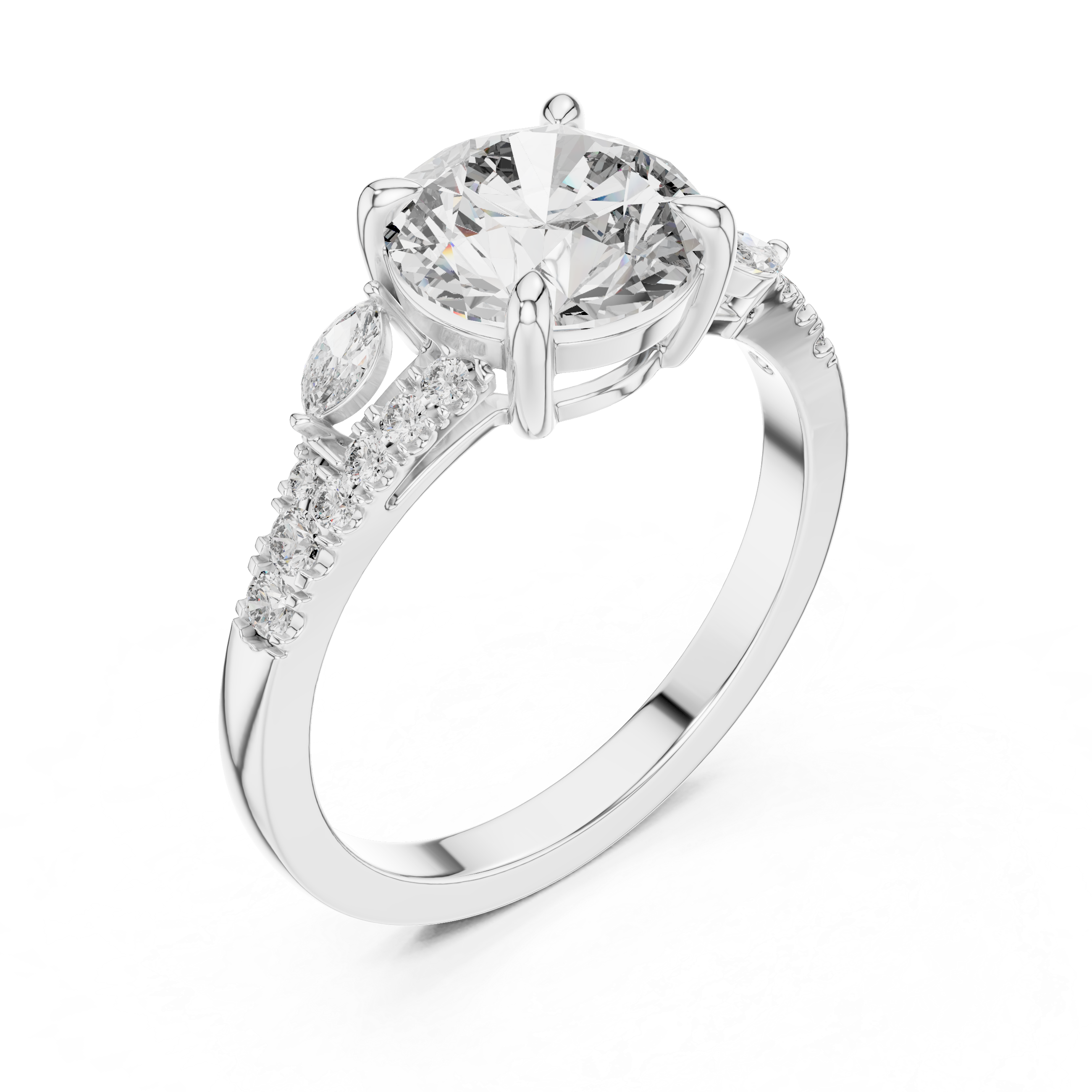 The Trelleborg Ring - Round & Marquise Cut Floral Engagement Ring