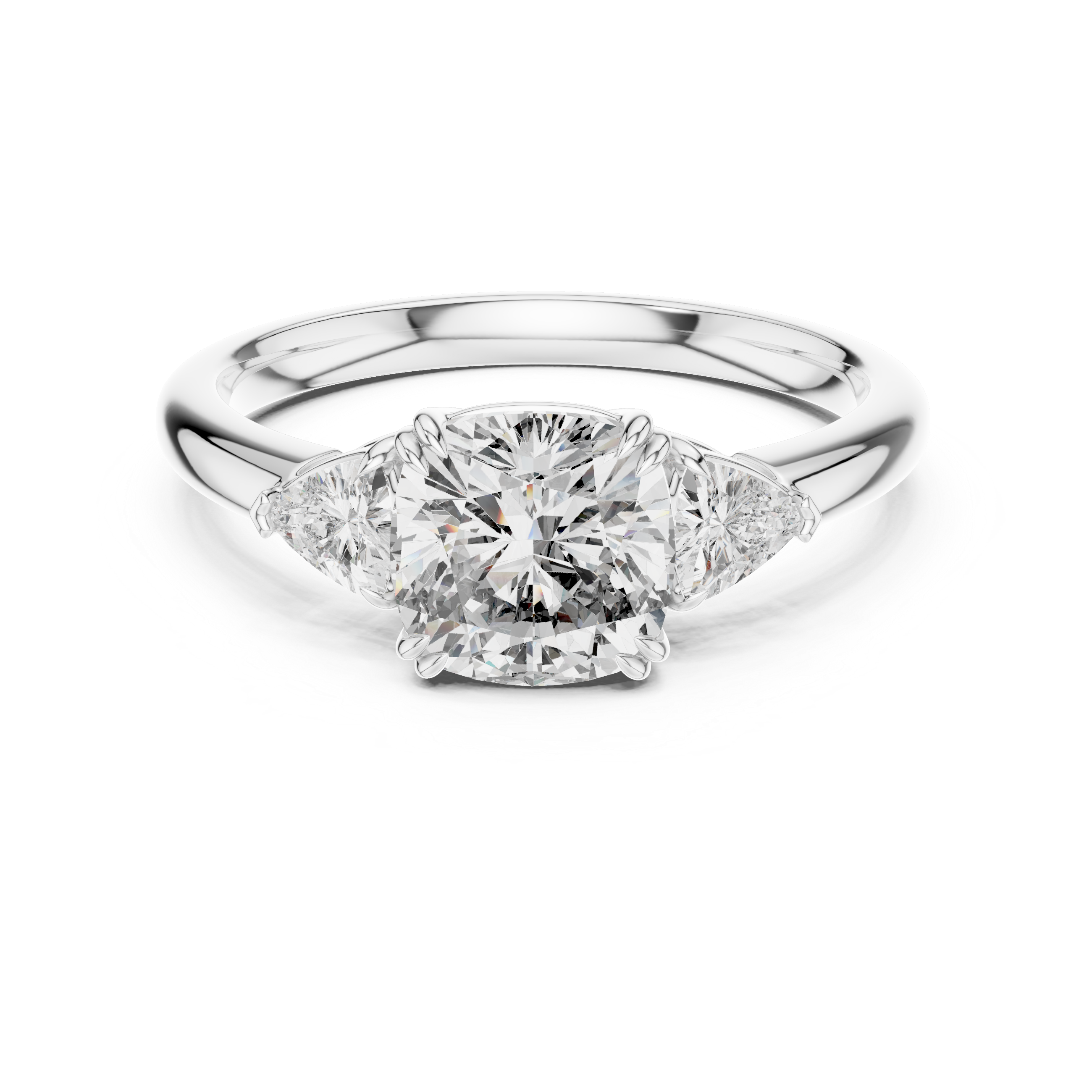 The Motala Ring - Cushion & Trillion Cut Three-Stone Engagement Ring