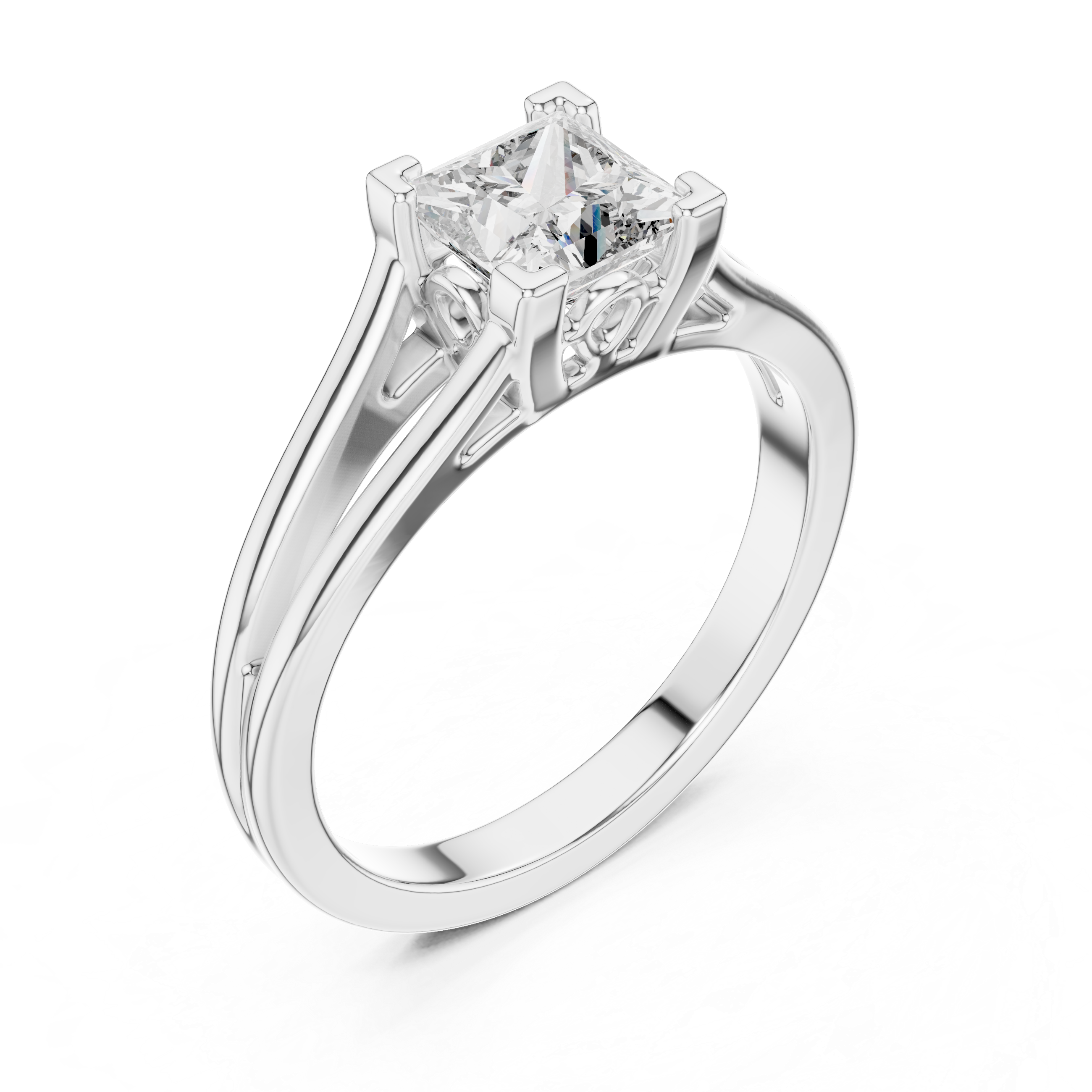The Kungsbacka Ring - Princess Cut Split Shank Solitaire Engagement Ring