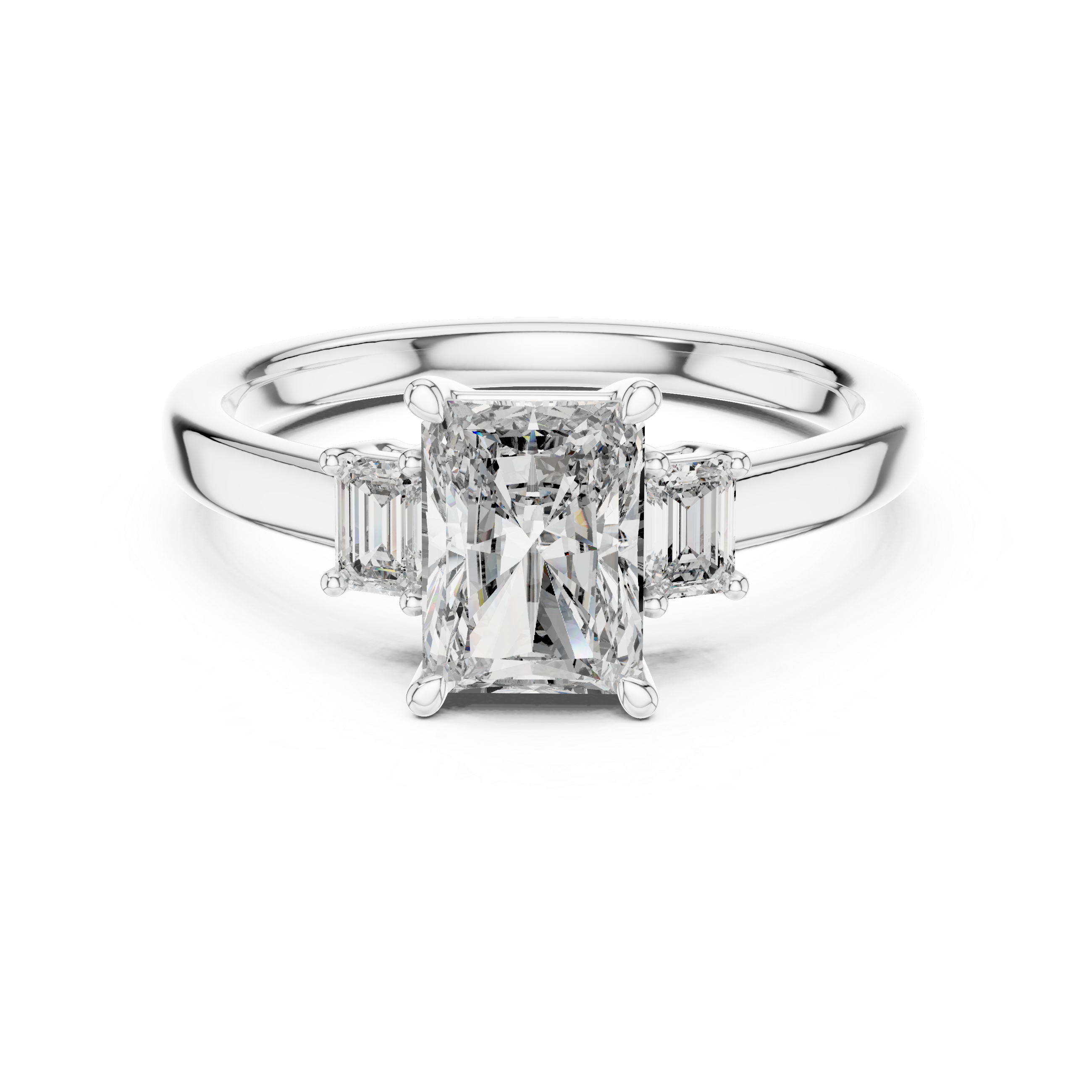 The Frederikshavn Ring - Radiant & Emerald Cut Three-Stone Engagement Ring