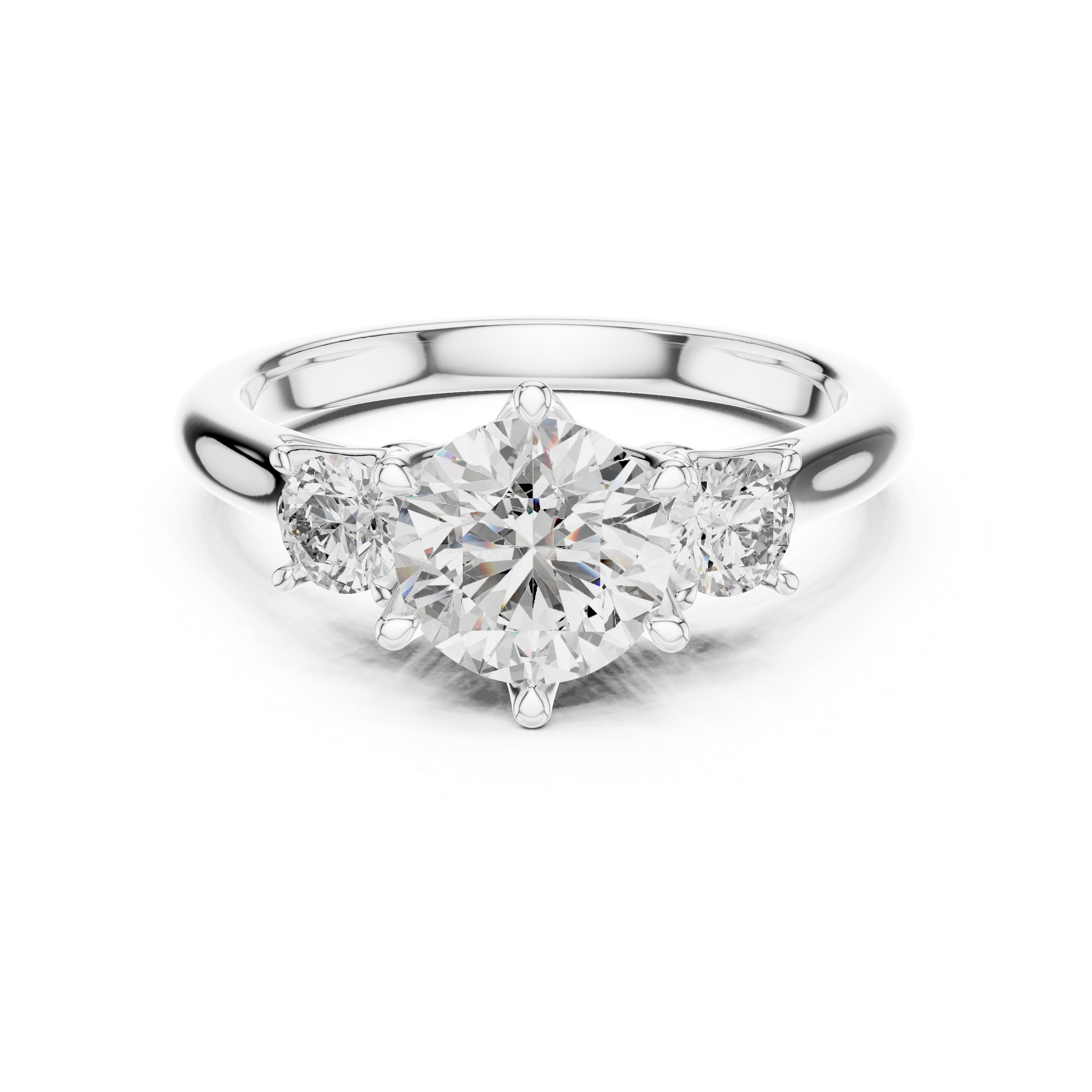 The Vaasa Ring - Round Cut Three-Stone Trinity Engagement Ring
