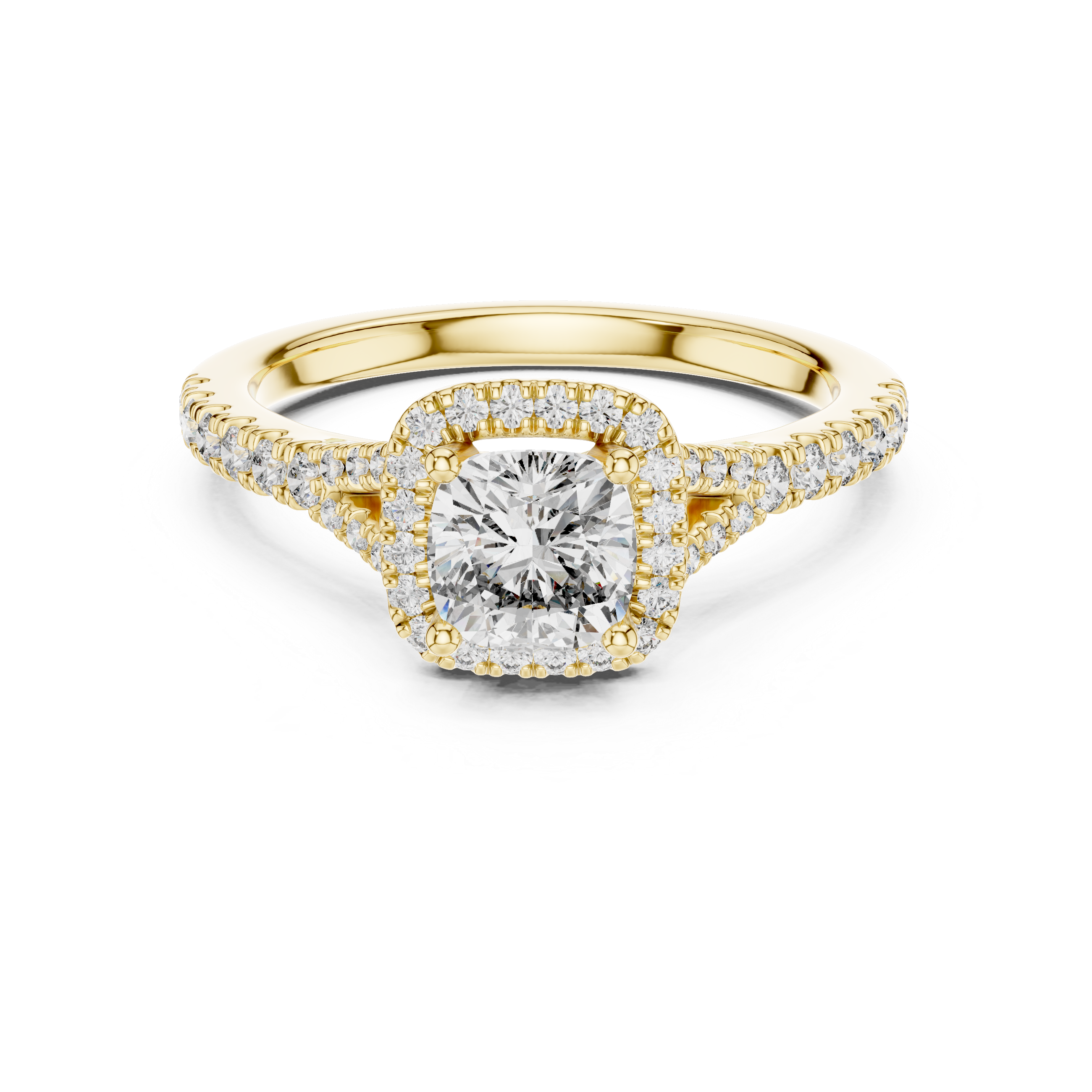 The Kaunas Ring - Cushion Cut Split Shank Halo Engagement Ring