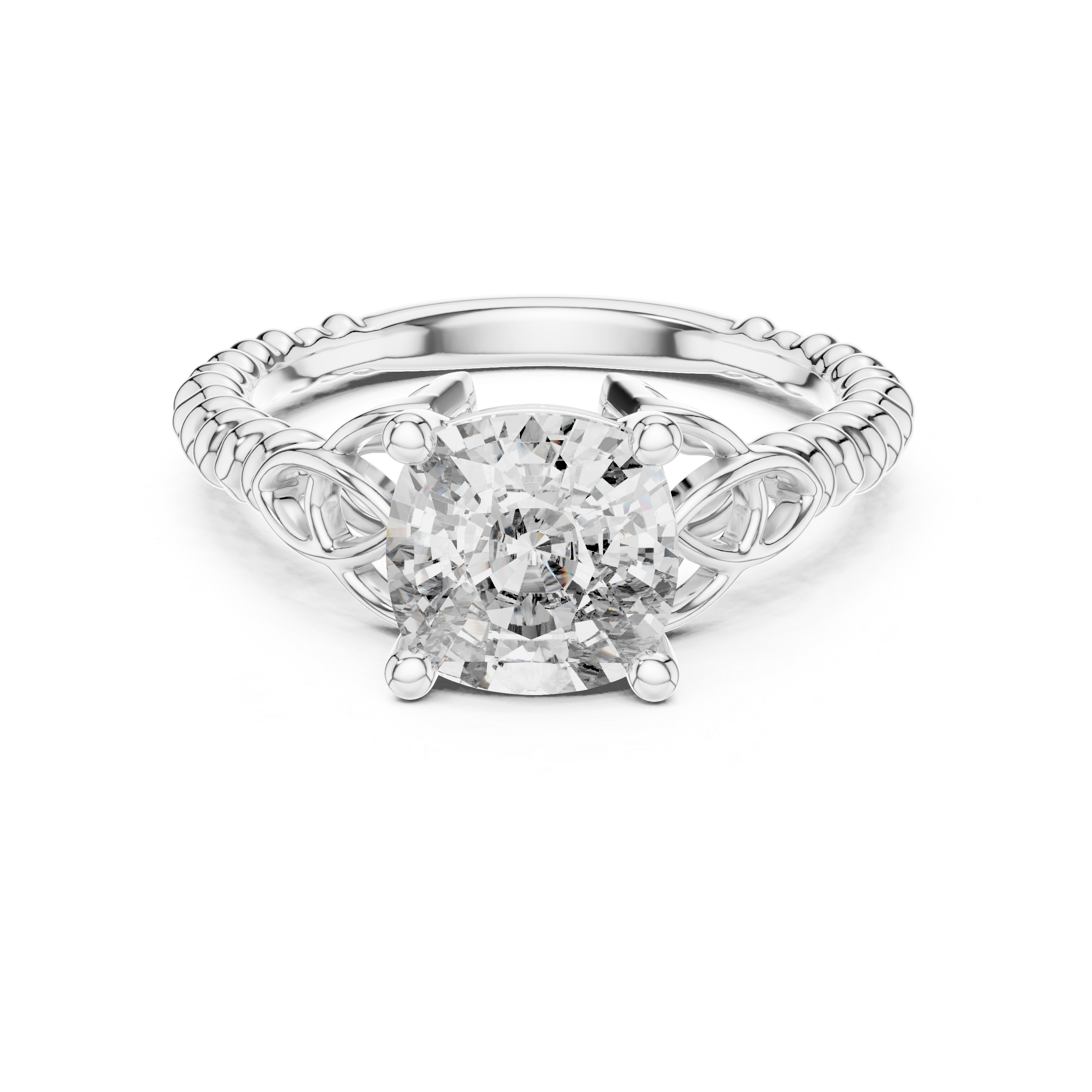 The Roskilde Ring - Cushion Cut Twisted Rope Engagement Ring
