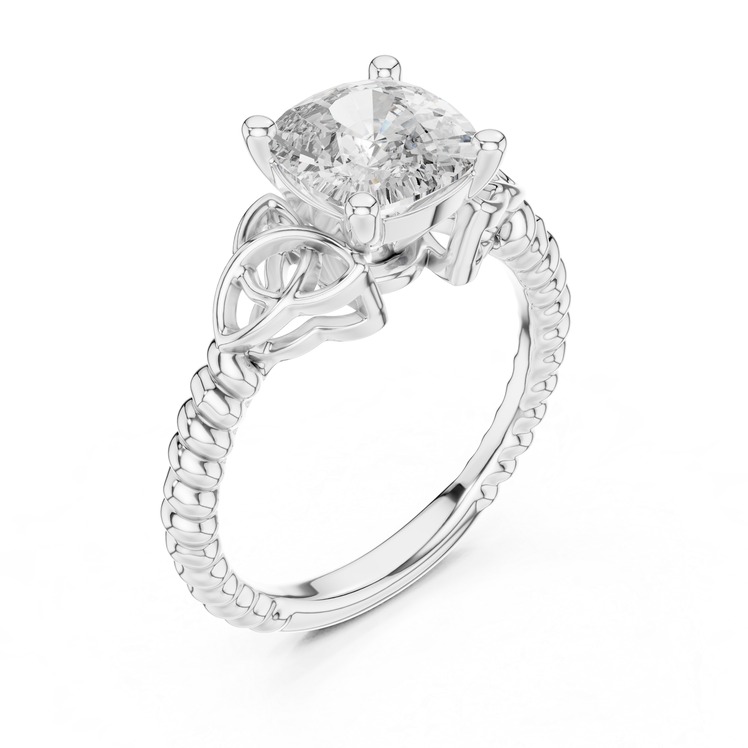 The Roskilde Ring - Cushion Cut Twisted Rope Engagement Ring