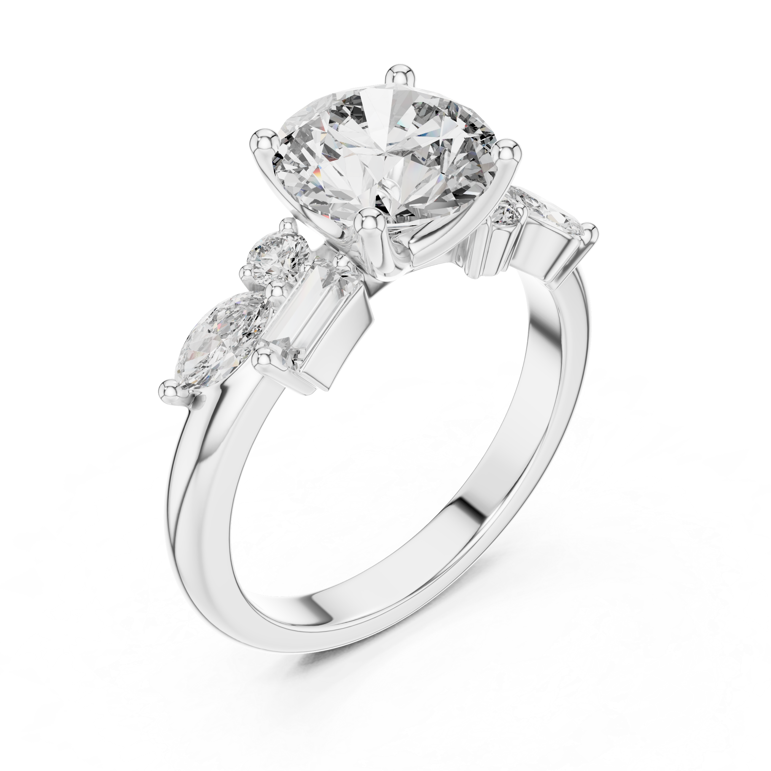 The Aarhus Ring - Round Cut Diamond Cluster Engagement Ring