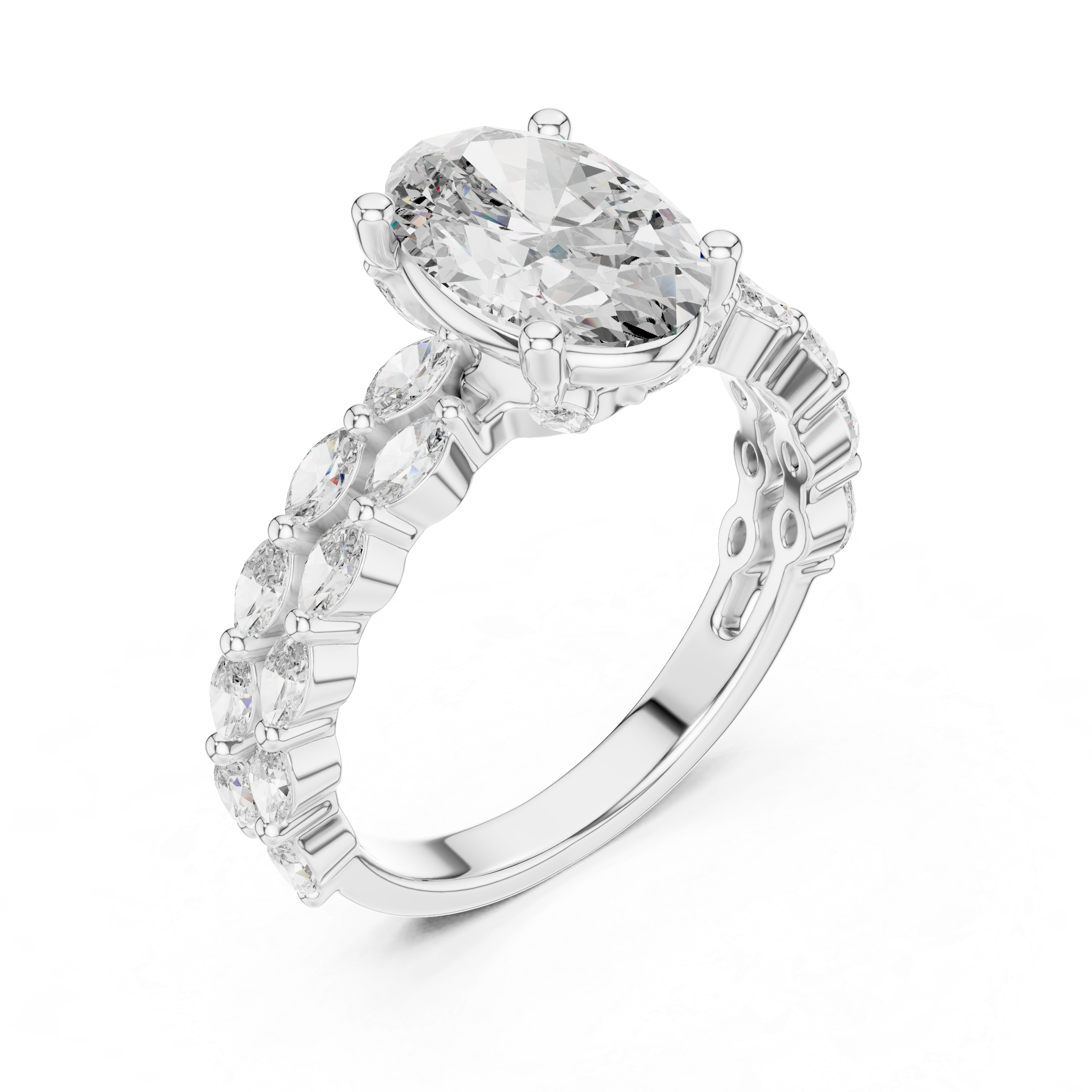 The Lisse Ring - Oval Cut Marquise Vine Engagement Ring
