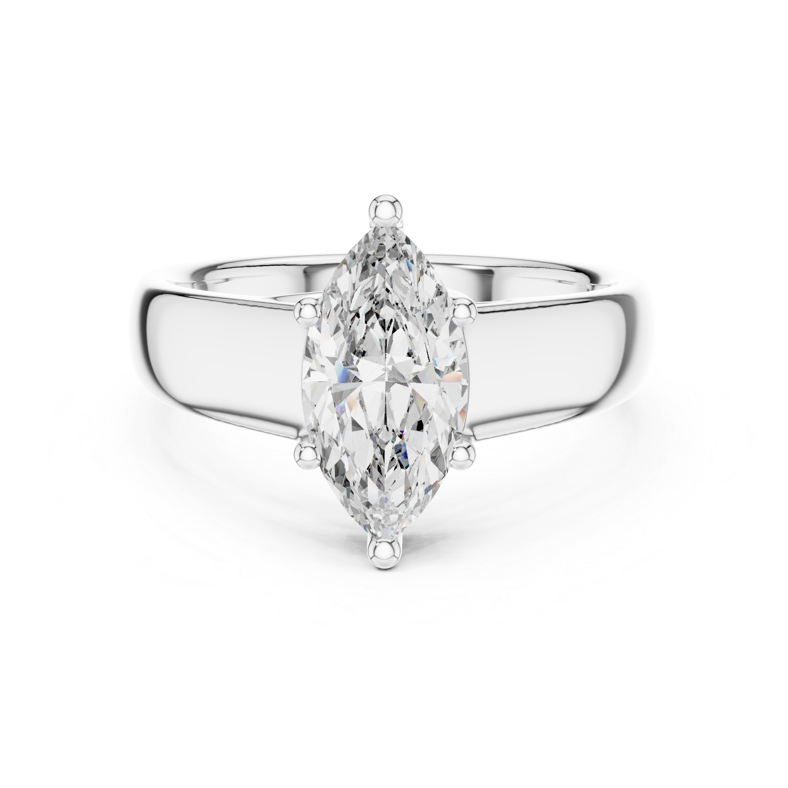 The Stavanger Ring - Marquise Cut Wide Band Solitaire