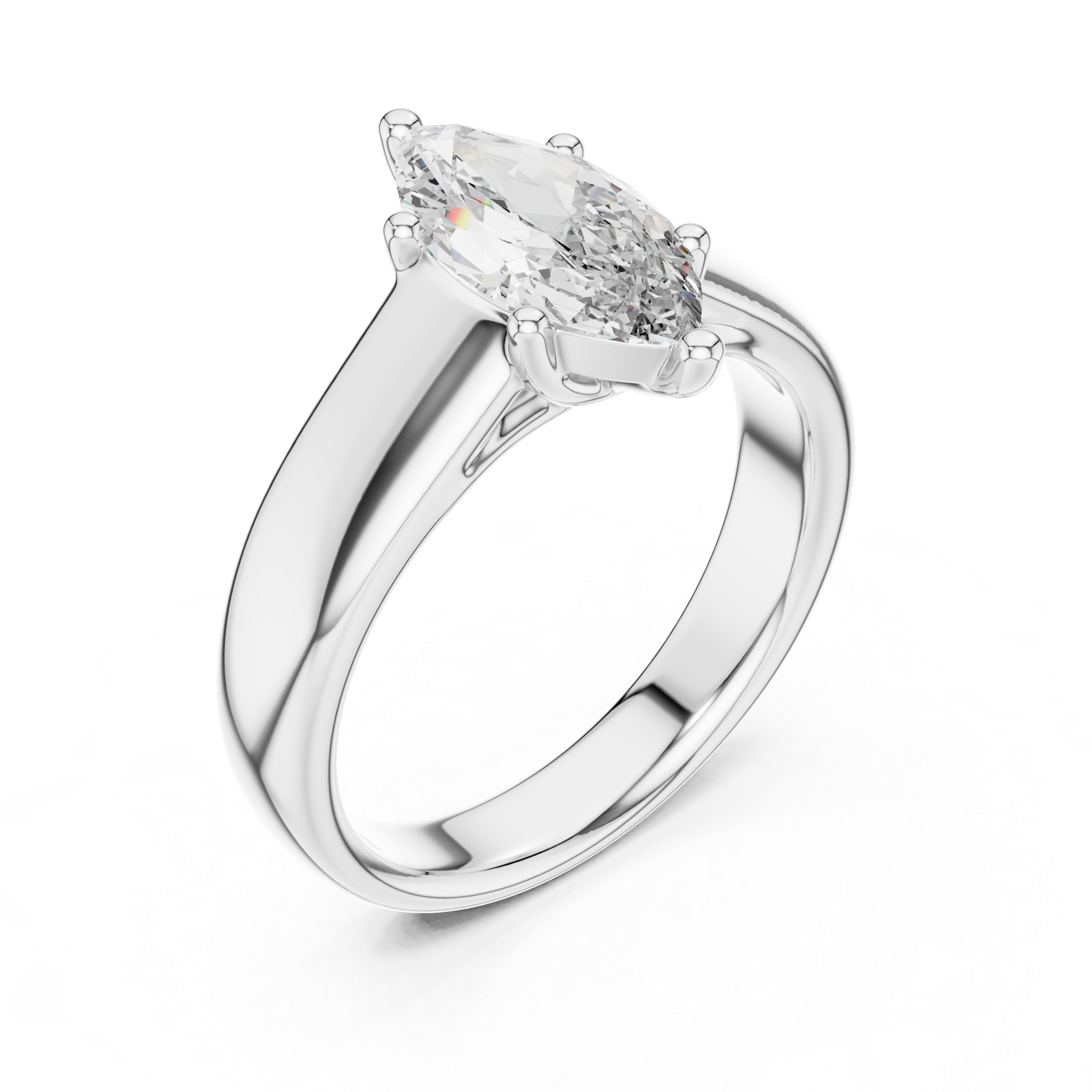 The Stavanger Ring - Marquise Cut Wide Band Solitaire