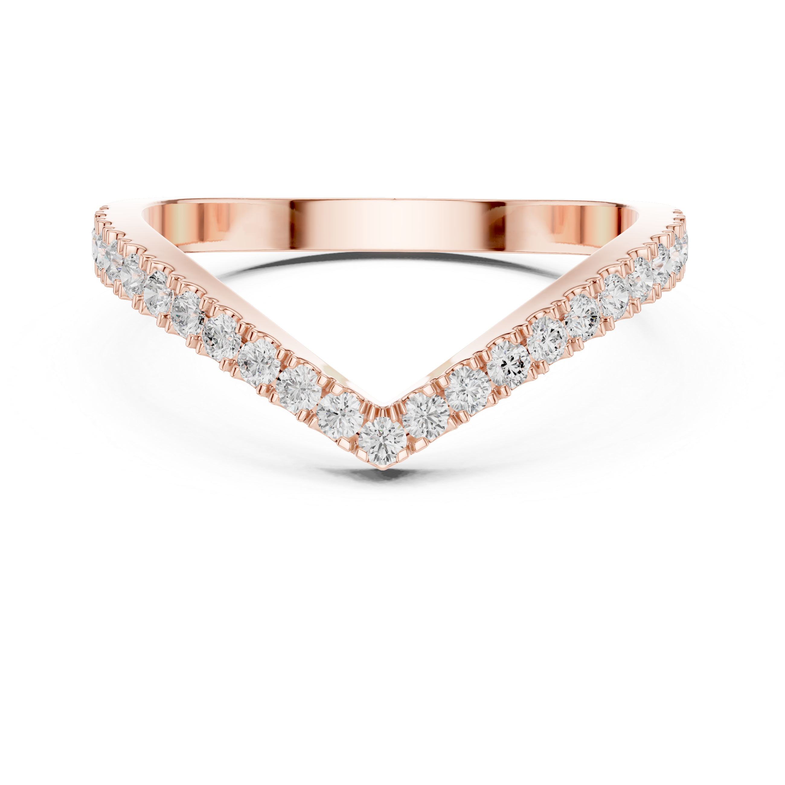 Gold ring with diamond accents on a white background