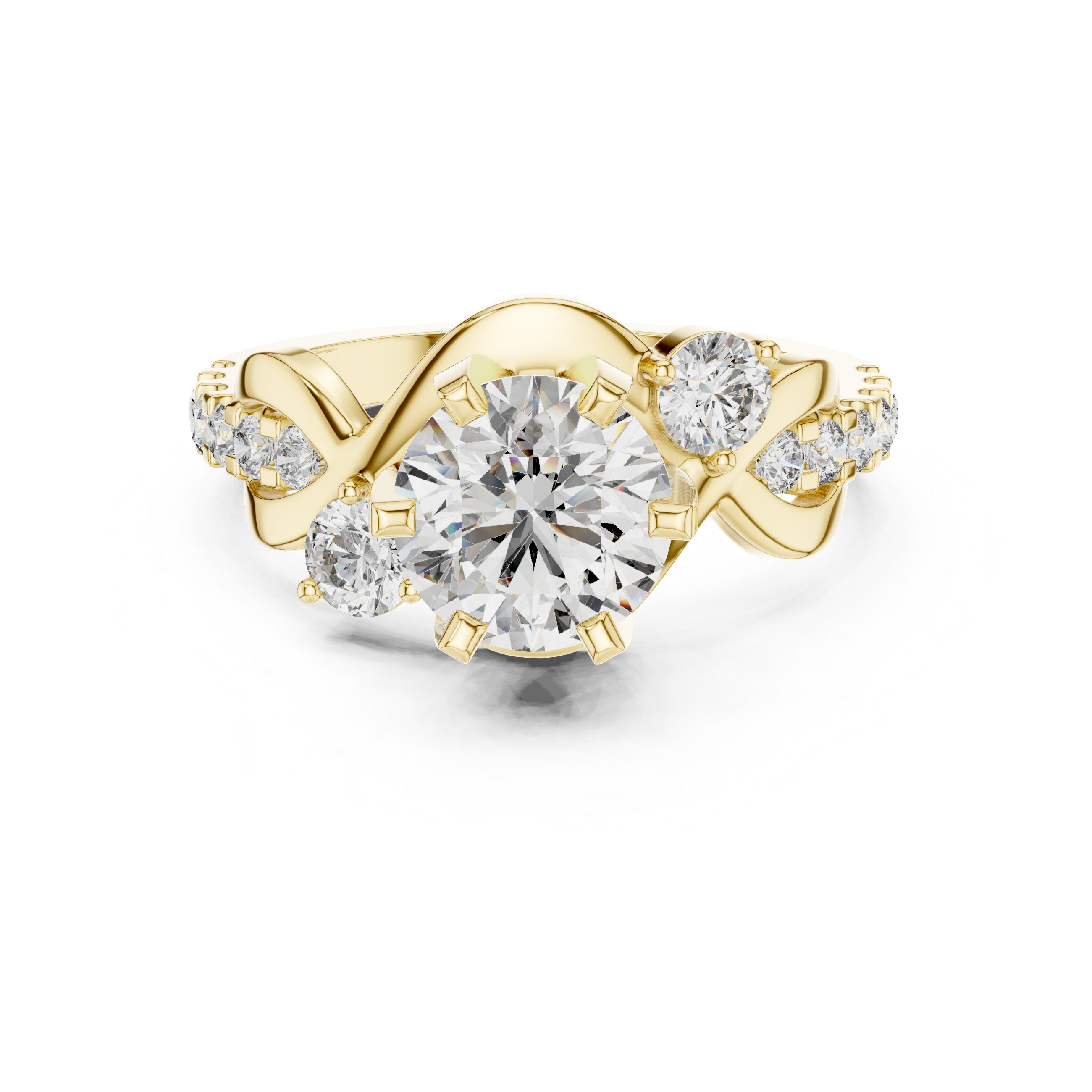 Muur Atelier Solid Gold Organic Twist Three-Stone Diamond Engagement Ring