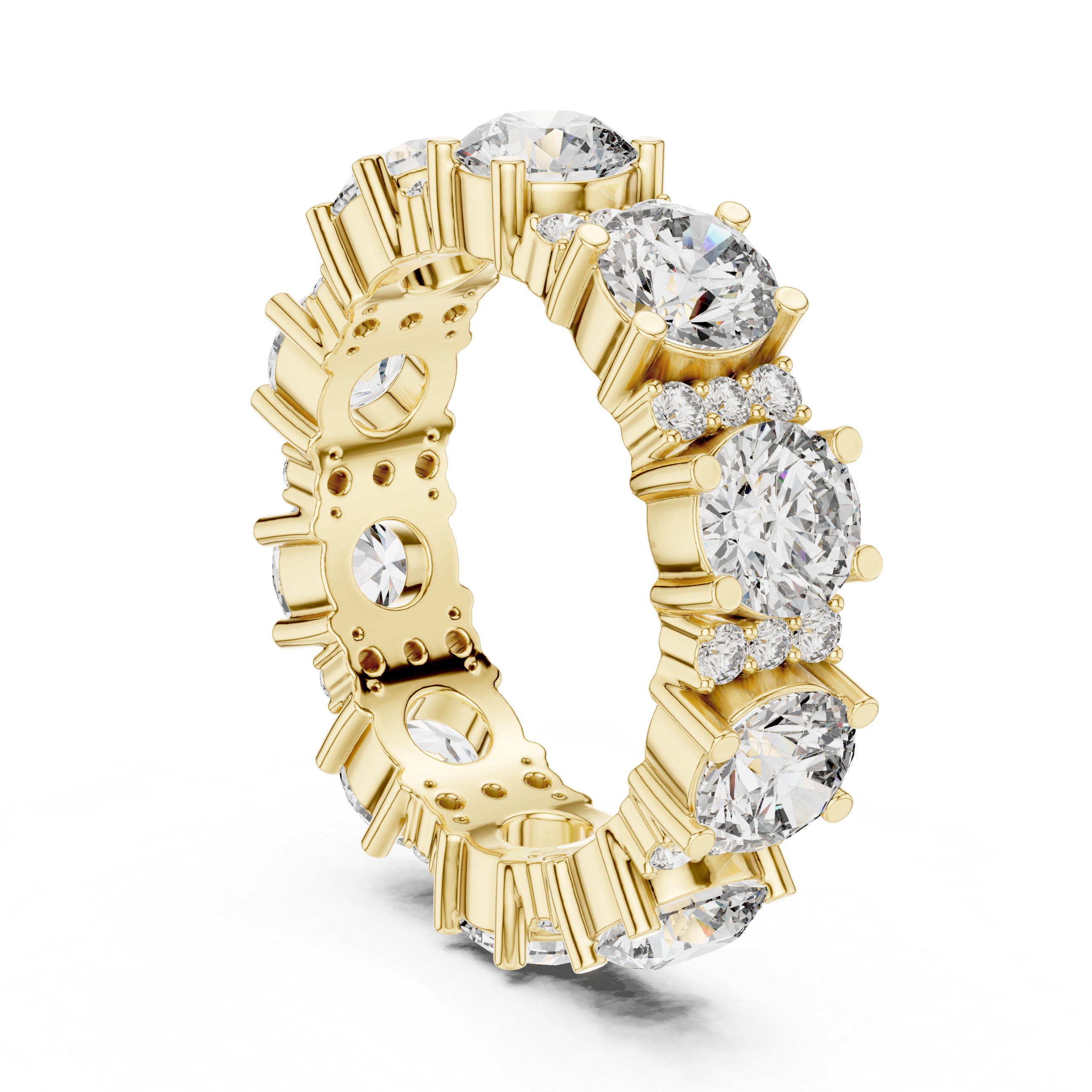 Muur Atelier Solid Gold Round Brilliant Station Eternity Band with Diamond Links