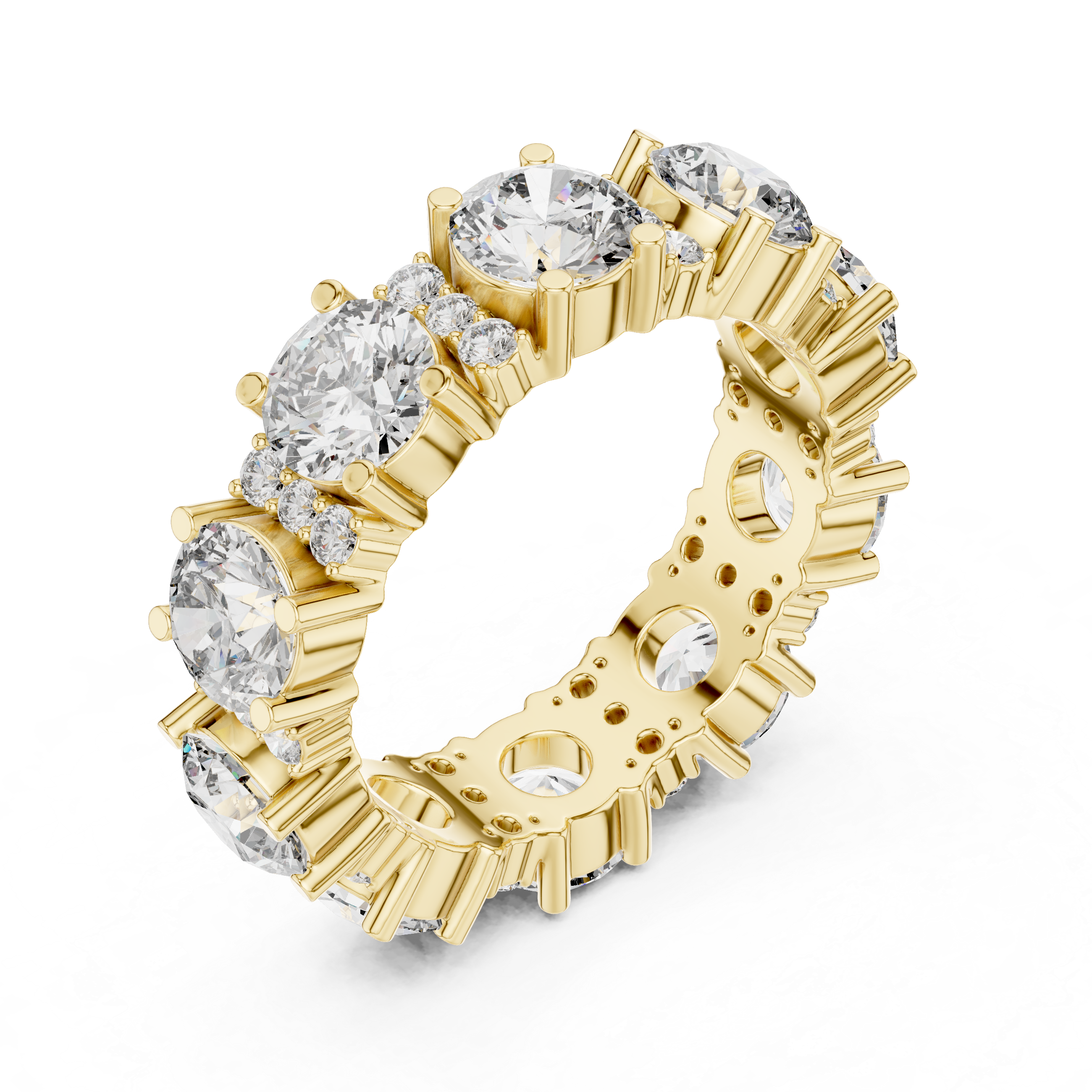 Muur Atelier Solid Gold Round Brilliant Station Eternity Band with Diamond Links