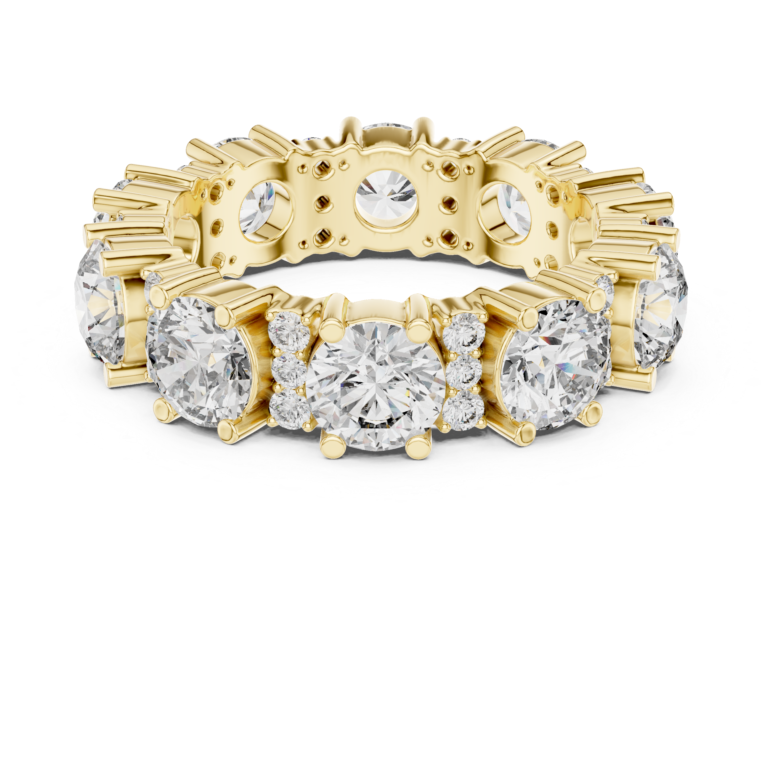 Muur Atelier Solid Gold Round Brilliant Station Eternity Band with Diamond Links