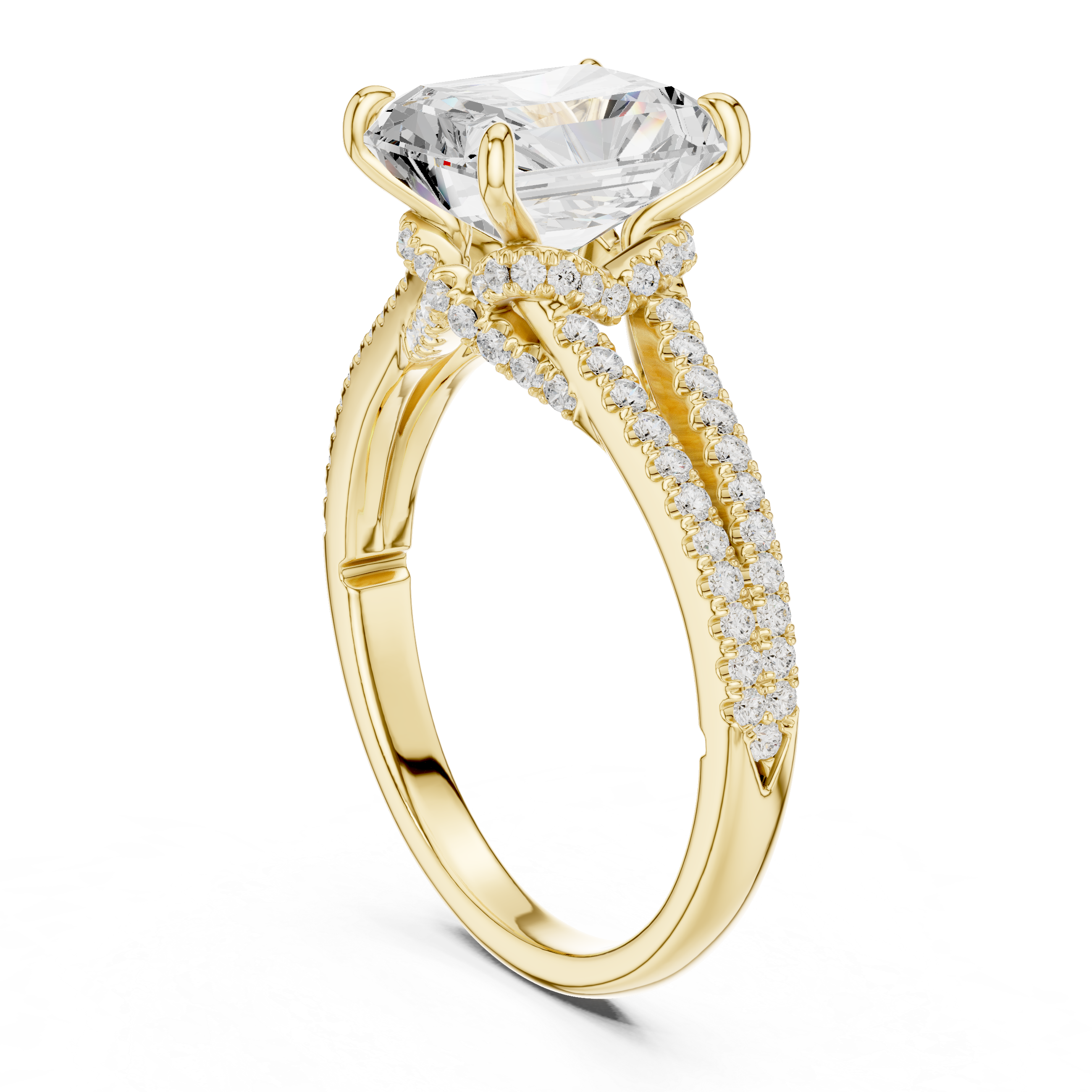 Muur Atelier Solid Gold Radiant Cut Criss-Cross Diamond Engagement Ring