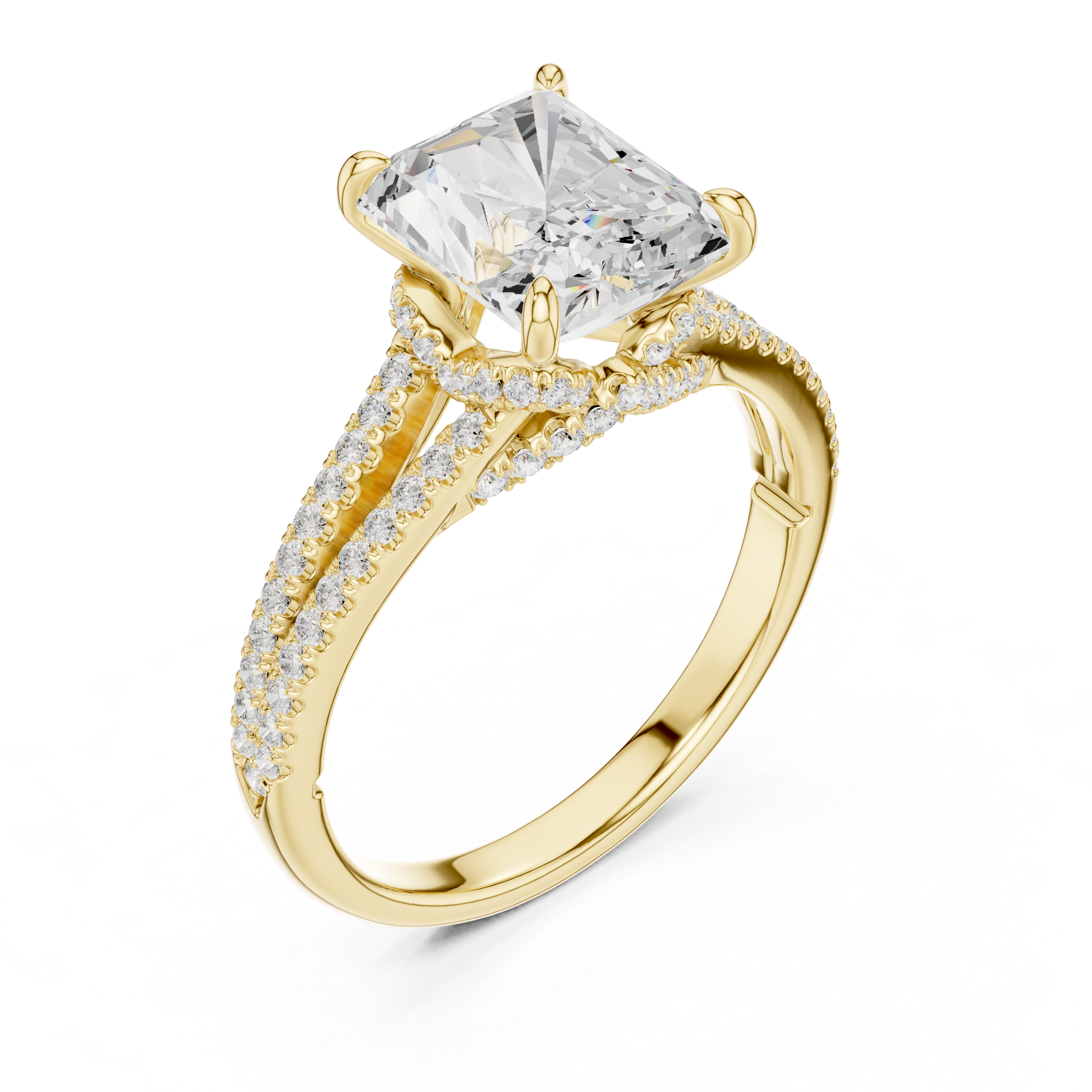 Muur Atelier Solid Gold Radiant Cut Criss-Cross Diamond Engagement Ring