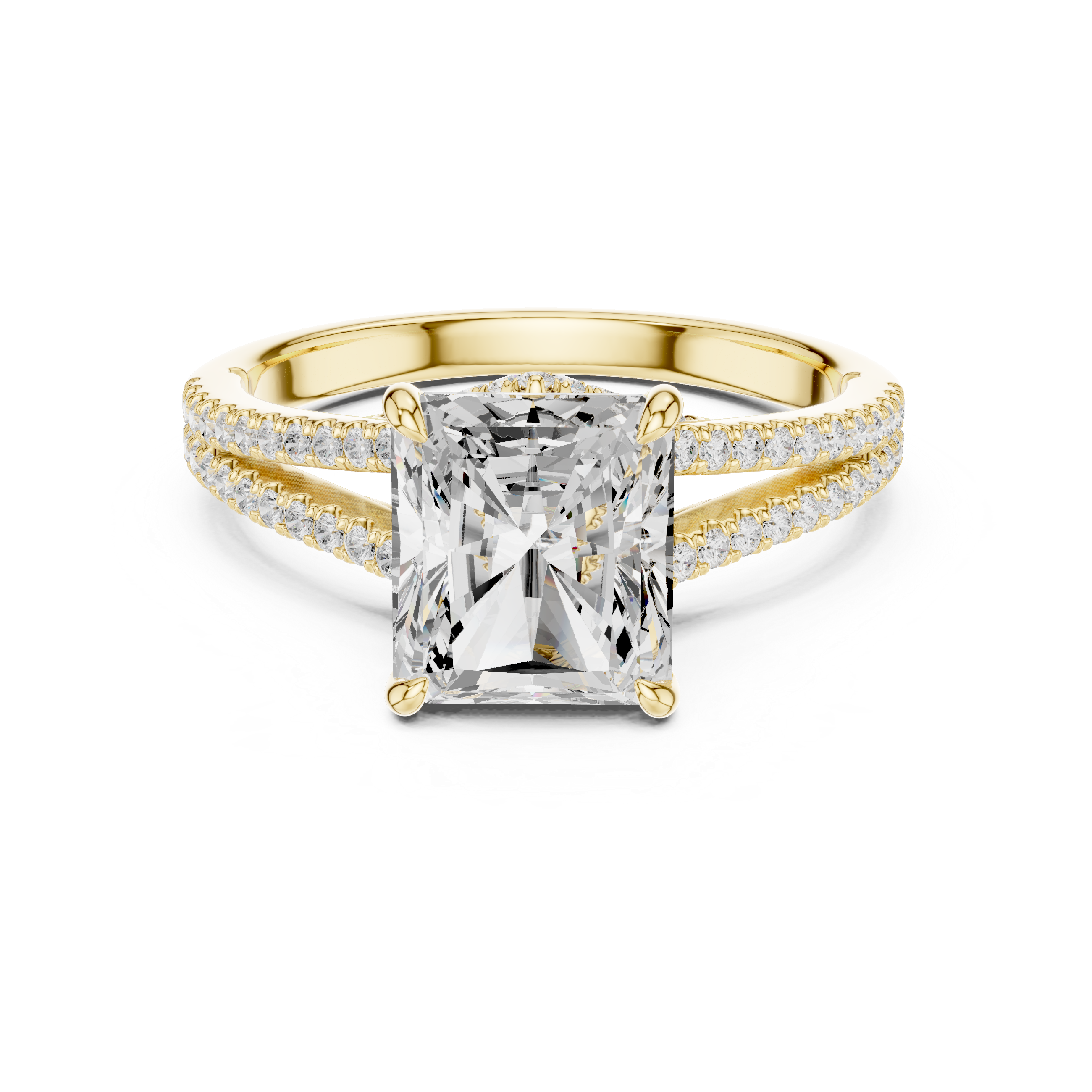 Muur Atelier Solid Gold Radiant Cut Criss-Cross Diamond Engagement Ring