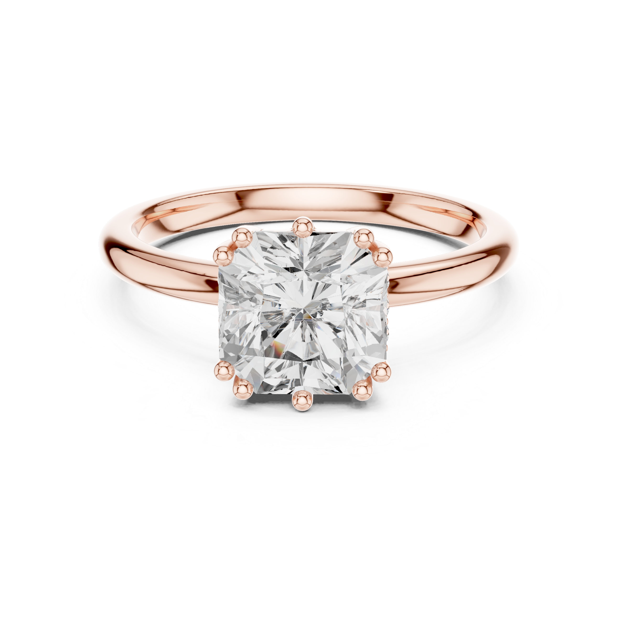 Muur Atelier Solid Gold Square Radiant Diamond Solitaire with Hidden Halo
