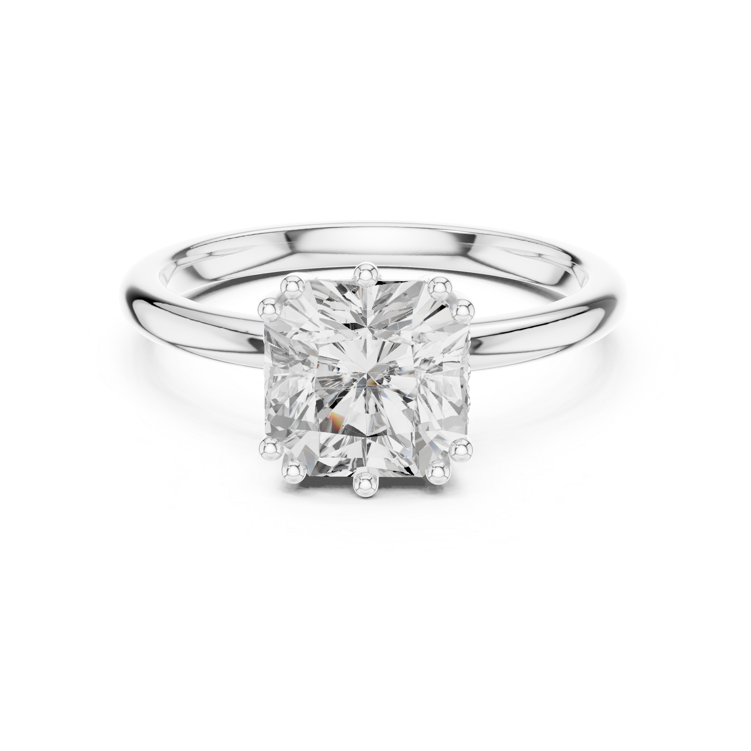 Muur Atelier Solid Gold Square Radiant Diamond Solitaire with Hidden Halo