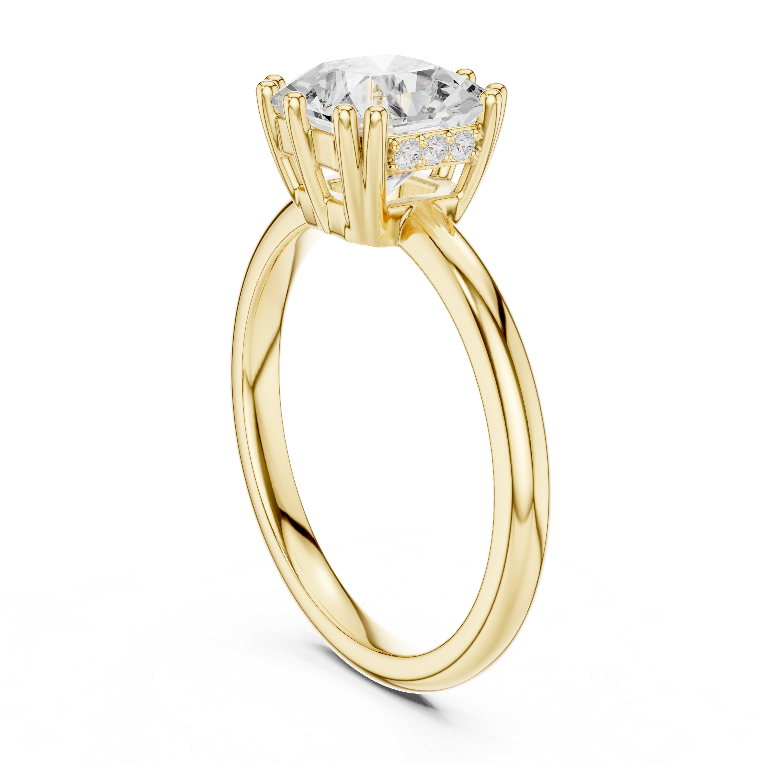 Muur Atelier Solid Gold Square Radiant Diamond Solitaire with Hidden Halo