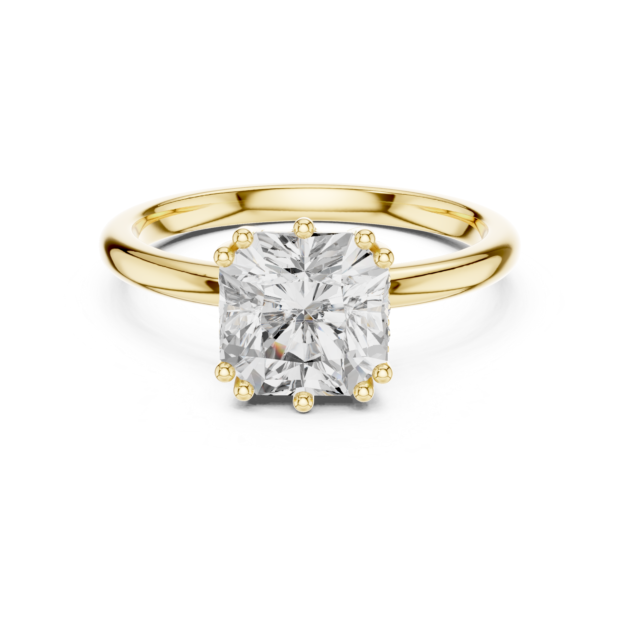 Muur Atelier Solid Gold Square Radiant Diamond Solitaire with Hidden Halo