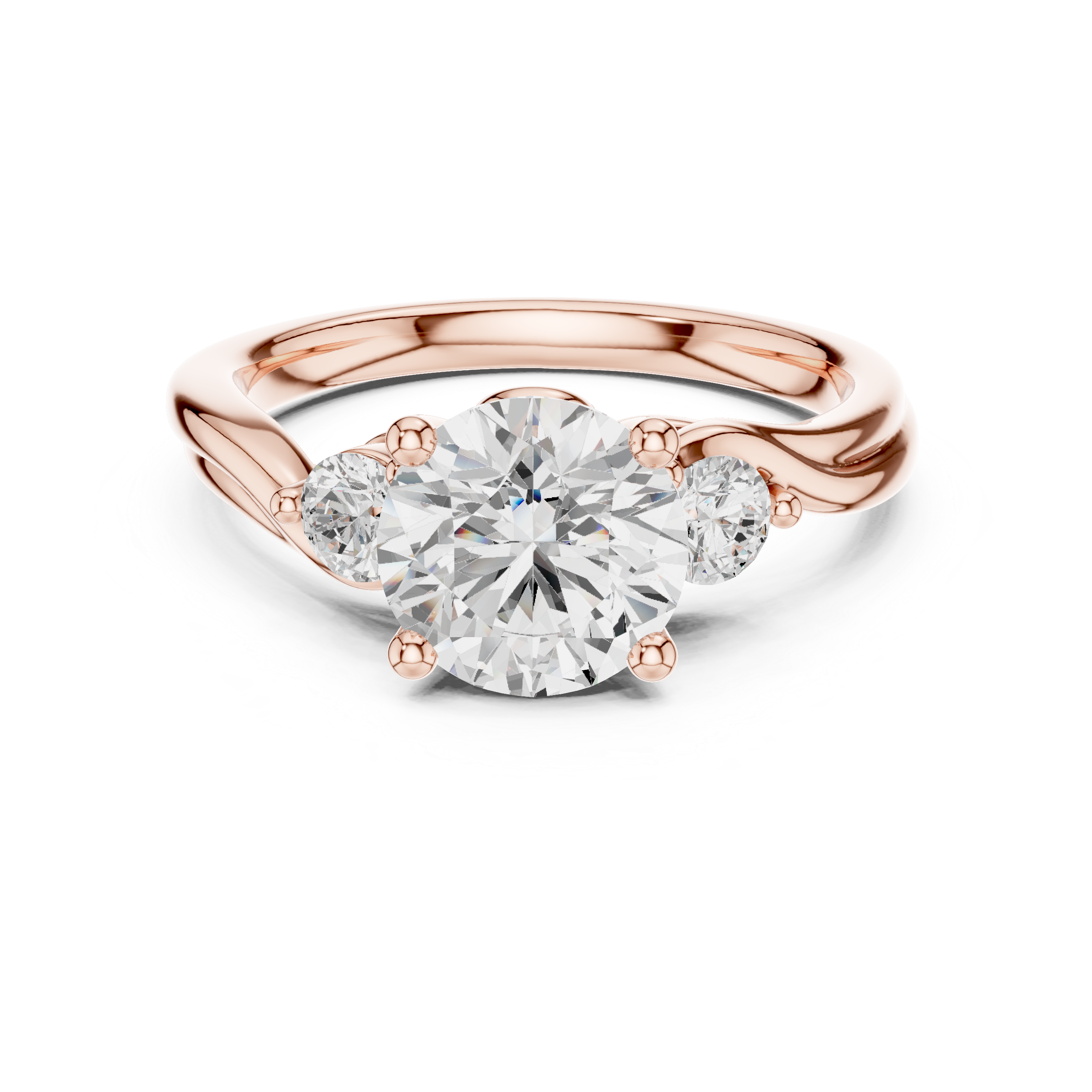 Muur Atelier Solid Gold Round Brilliant Trellis Three-Stone Engagement Ring