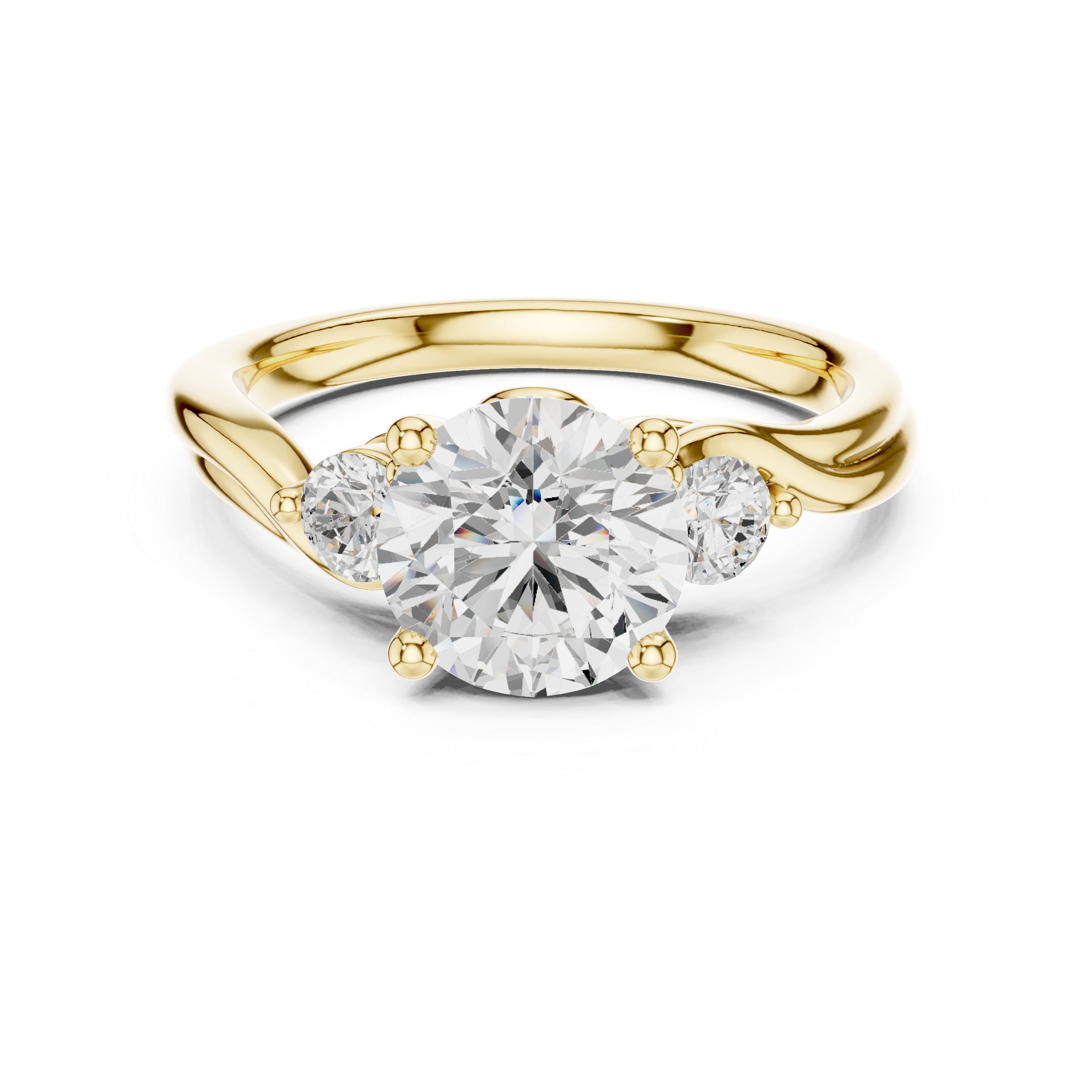 Muur Atelier Solid Gold Round Brilliant Trellis Three-Stone Engagement Ring