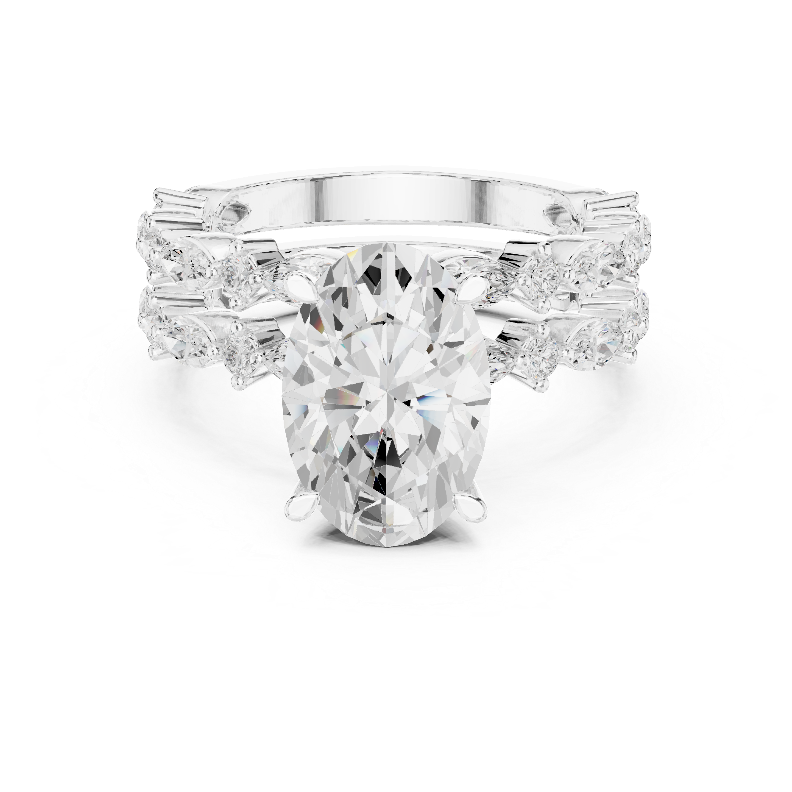 Muur Atelier Solid Gold Oval Cut Marquise Vine Engagement Stack Ring