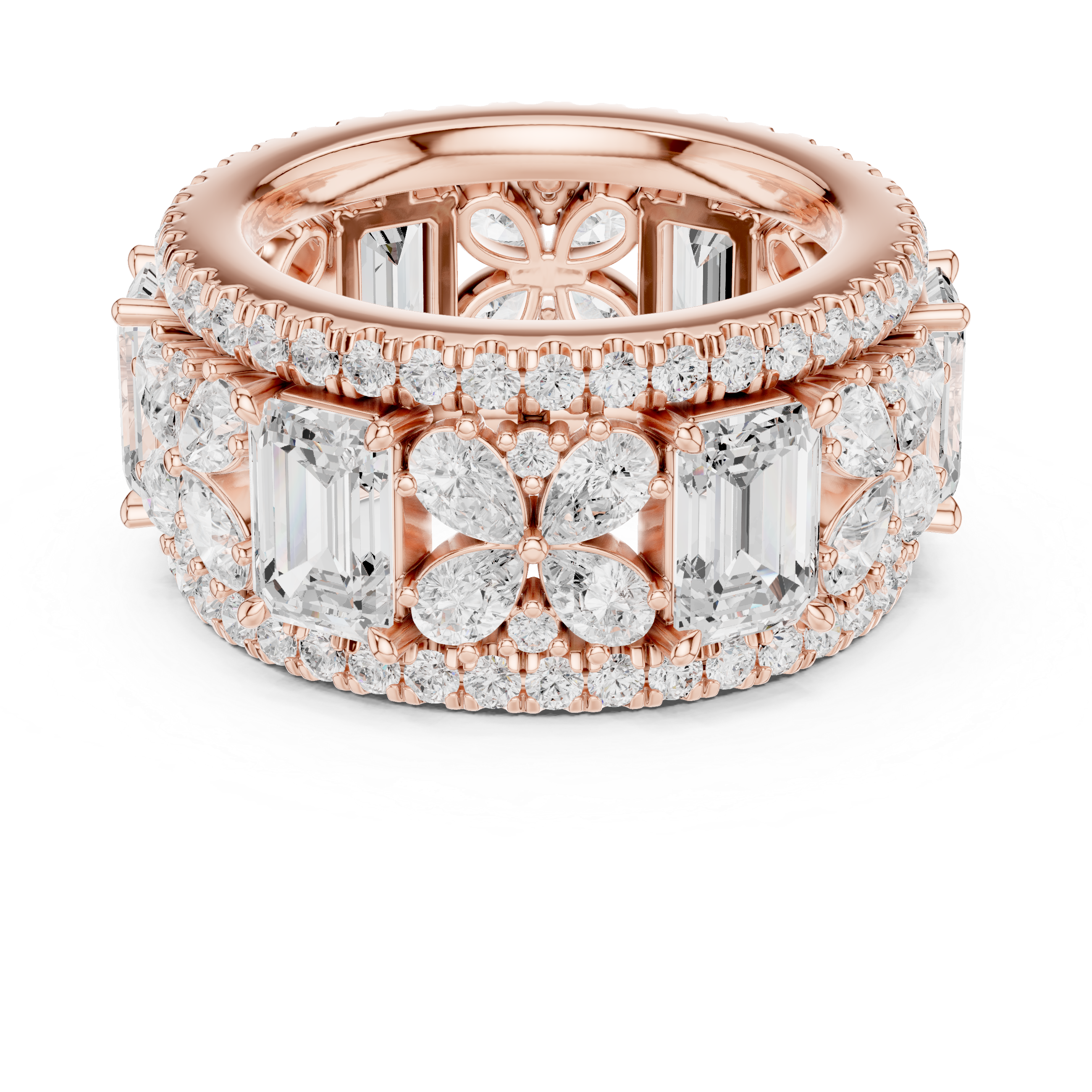 Muur Atelier Solid Gold Emerald & Pear Cut Diamond Wide Eternity Ring